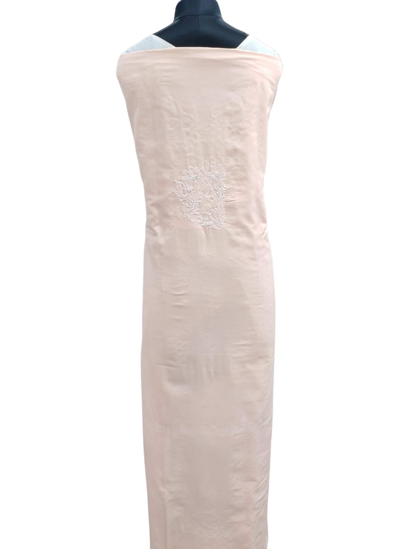 Shyamal Chikan Hand Embroidered Peach Cotton Lucknowi Chikankari Unstitched Suit Piece - S26692