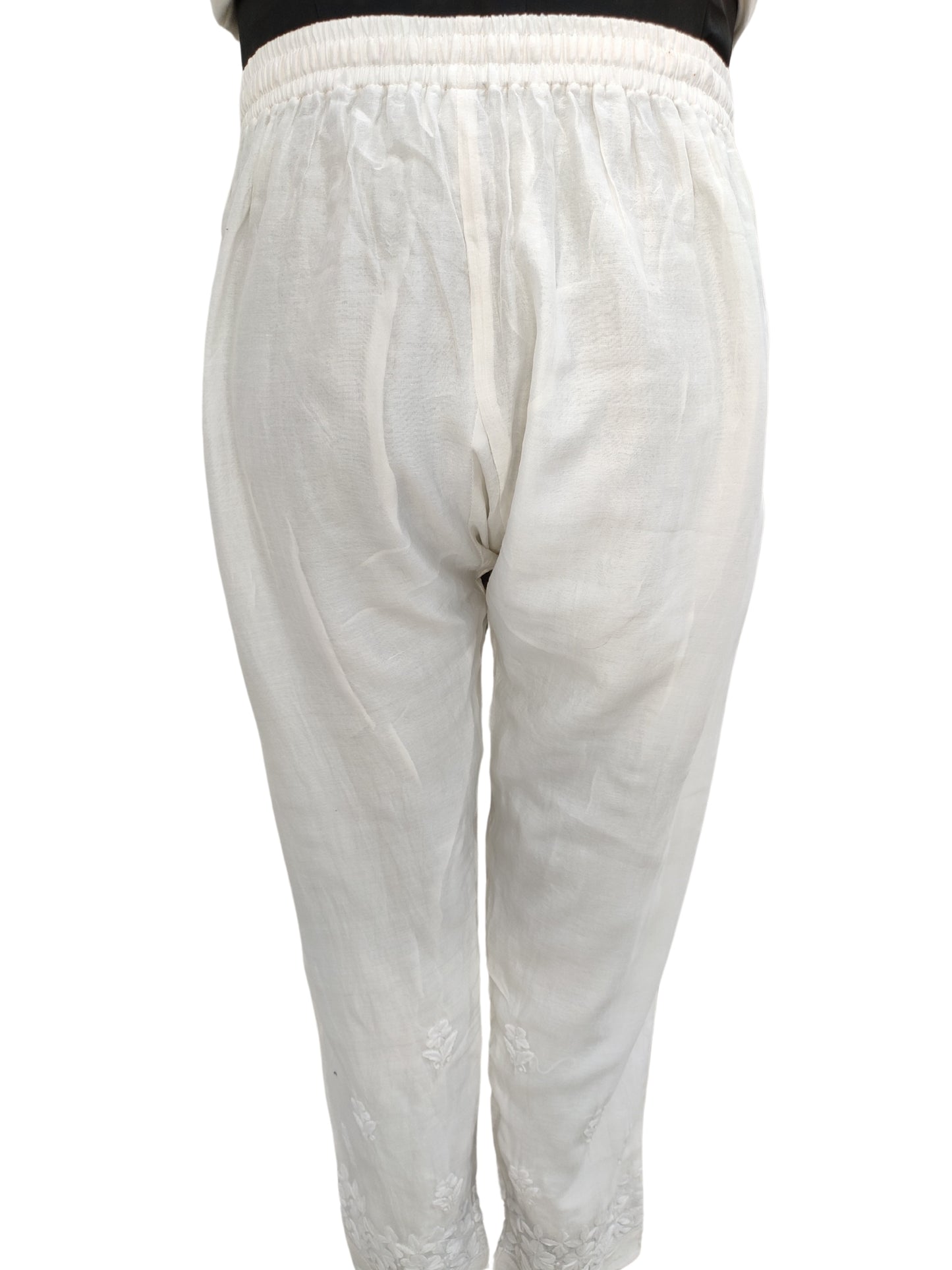 Shyamal Chikan Hand Embroidered Chanderi Silk Lucknowi Chikankari Women's Pant - S25897