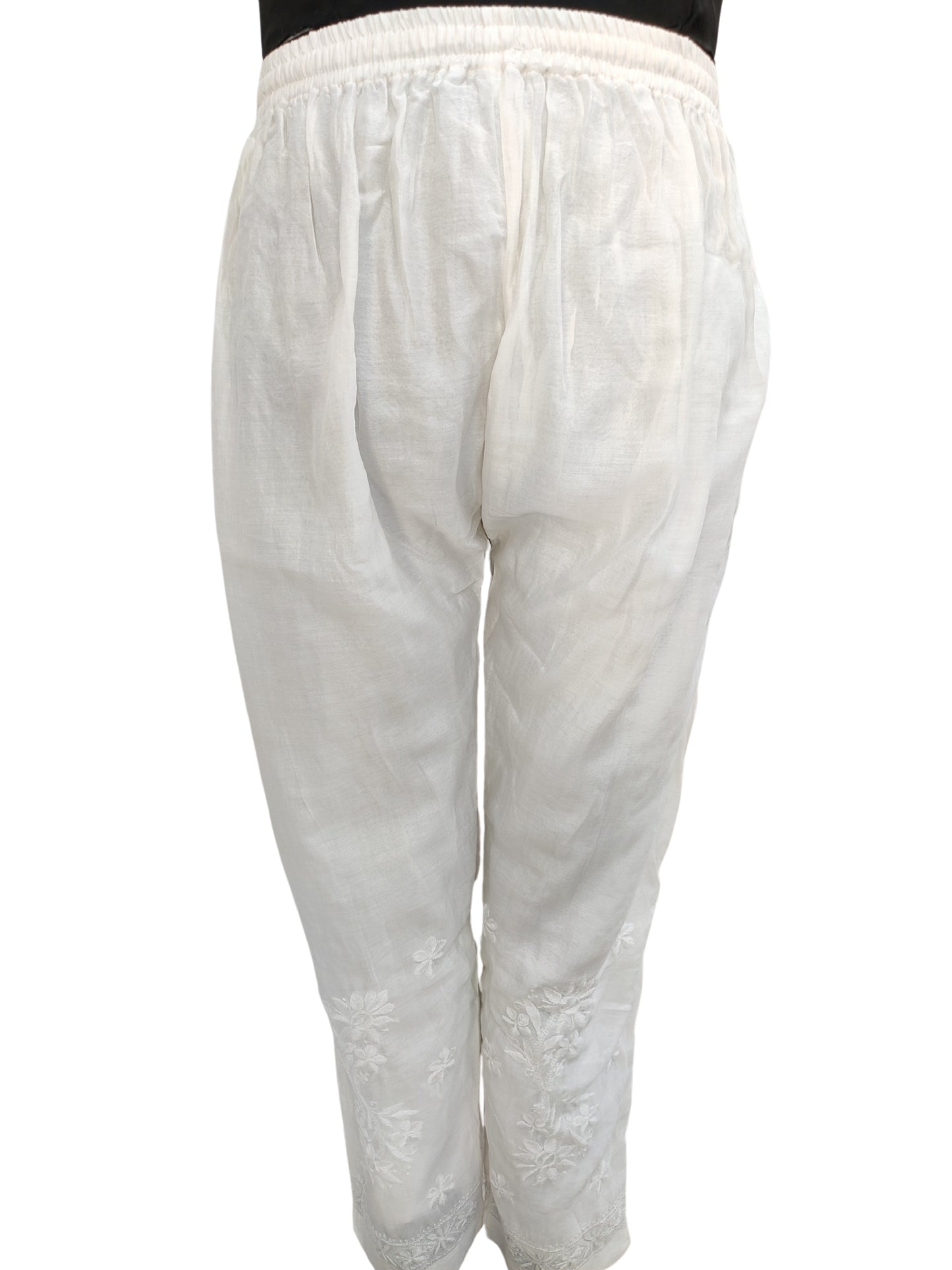 Shyamal Chikan Hand Embroidered Chanderi Silk Lucknowi Chikankari Women's Pant - S26519