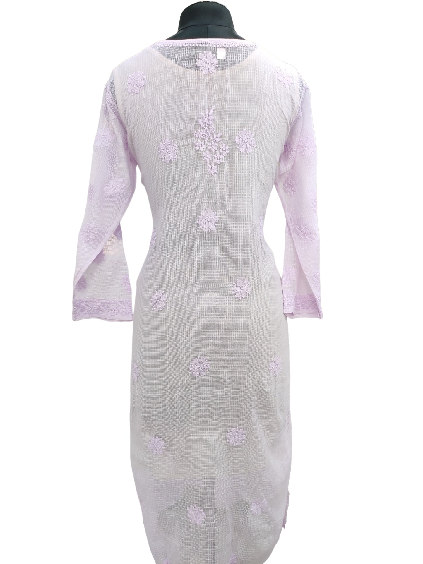 Shyamal Chikan Hand Embroidered Purple Kota Cotton Lucknowi Chikankari Kurti- S20500