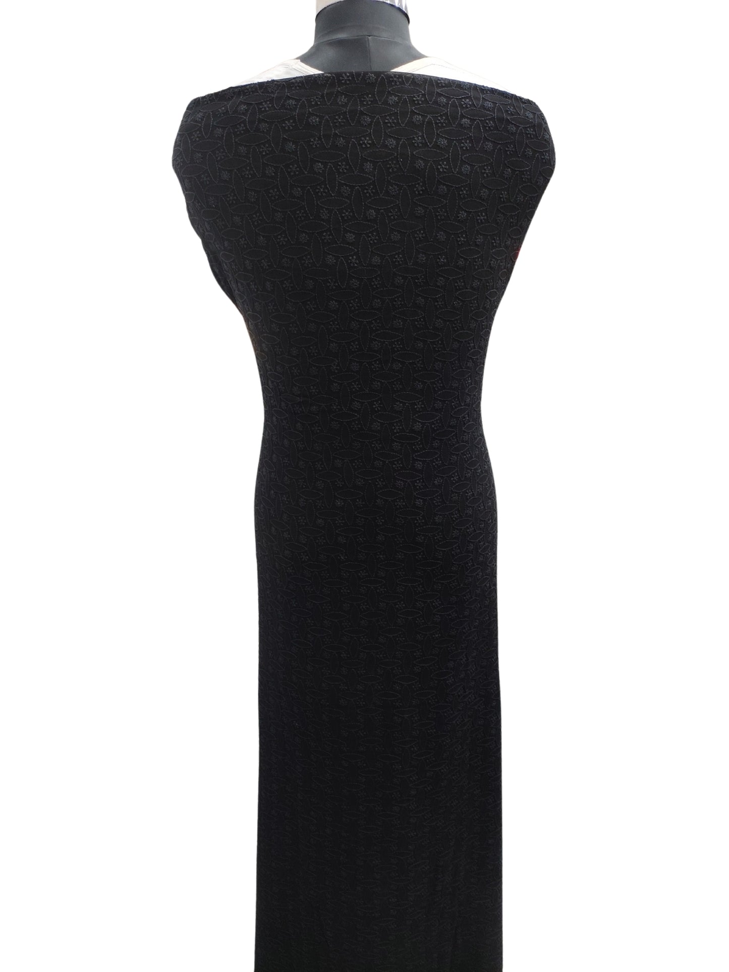 Shyamal Chikan Hand Embroidered Black Viscose Georgette Lucknowi All-Over Chikankari Unstitched Men's Kurta Piece – S20158