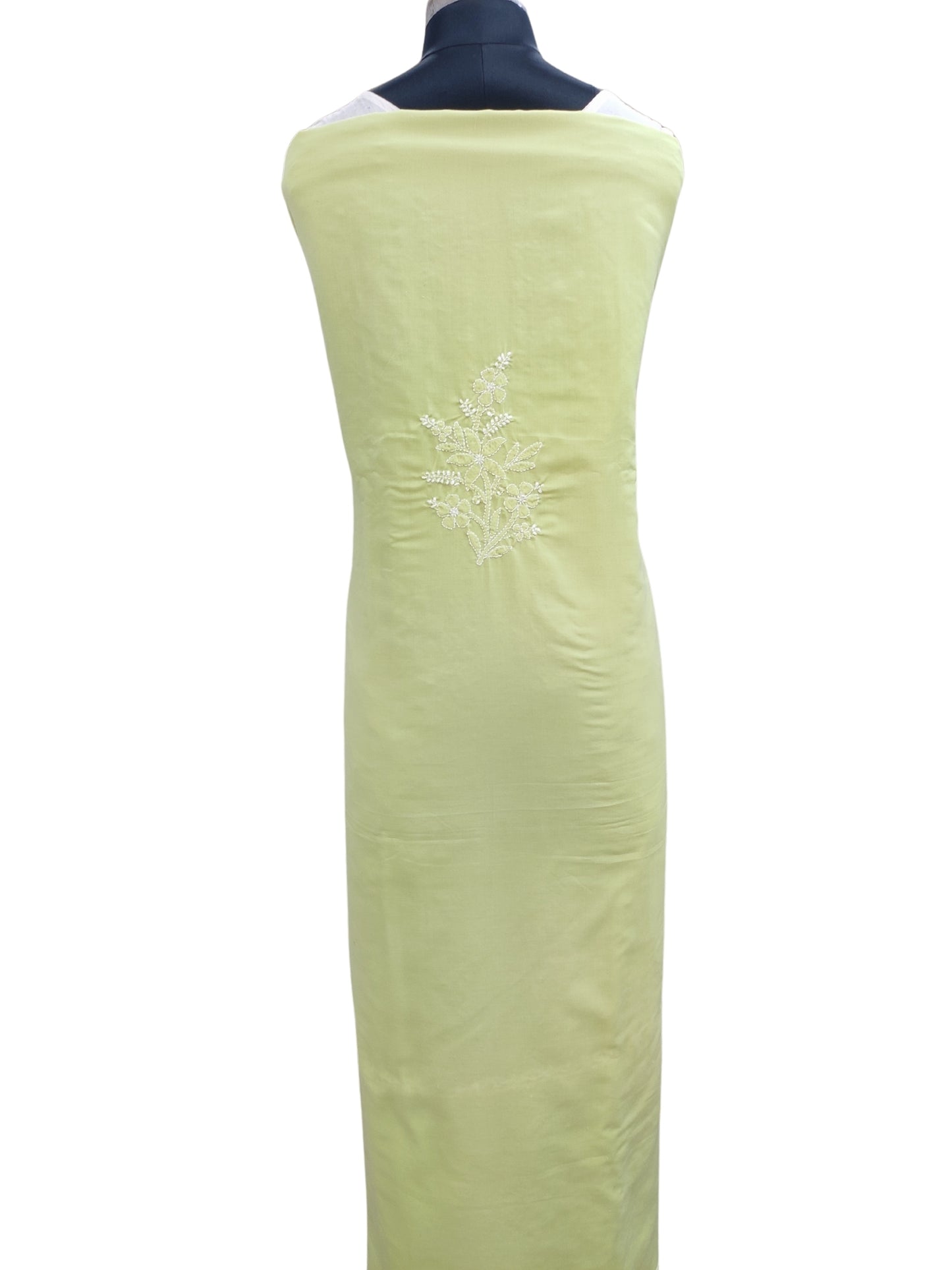 Shyamal Chikan Hand Embroidered Green Cotton Lucknowi Chikankari Unstitched Suit Piece - S26246