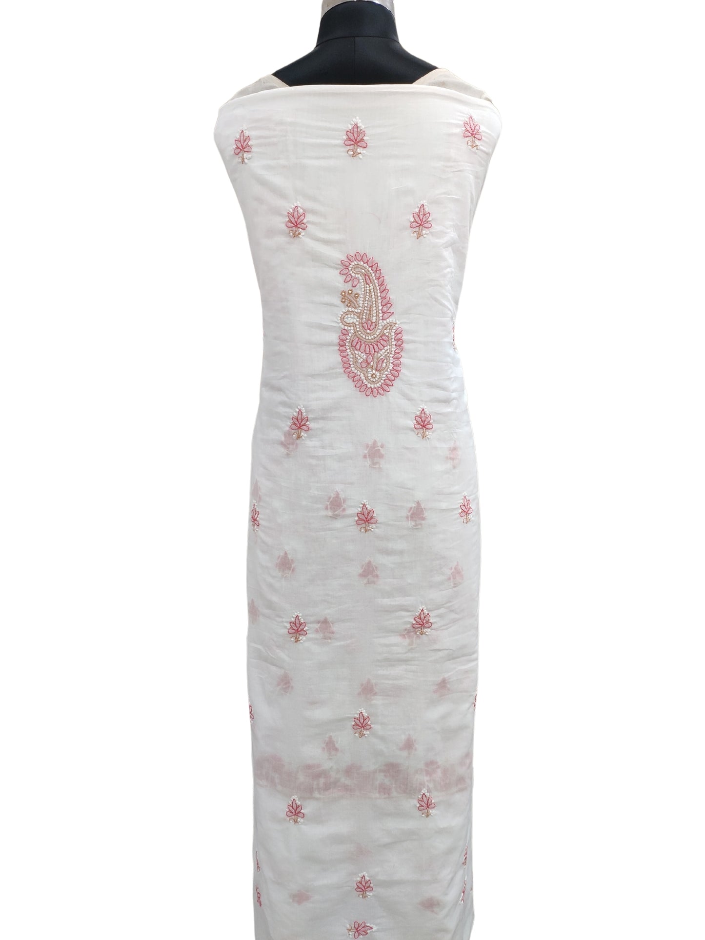 Shyamal Chikan Hand Embroidered White Pure Cotton Lucknowi Chikankari Unstitched Suit Piece - S20699
