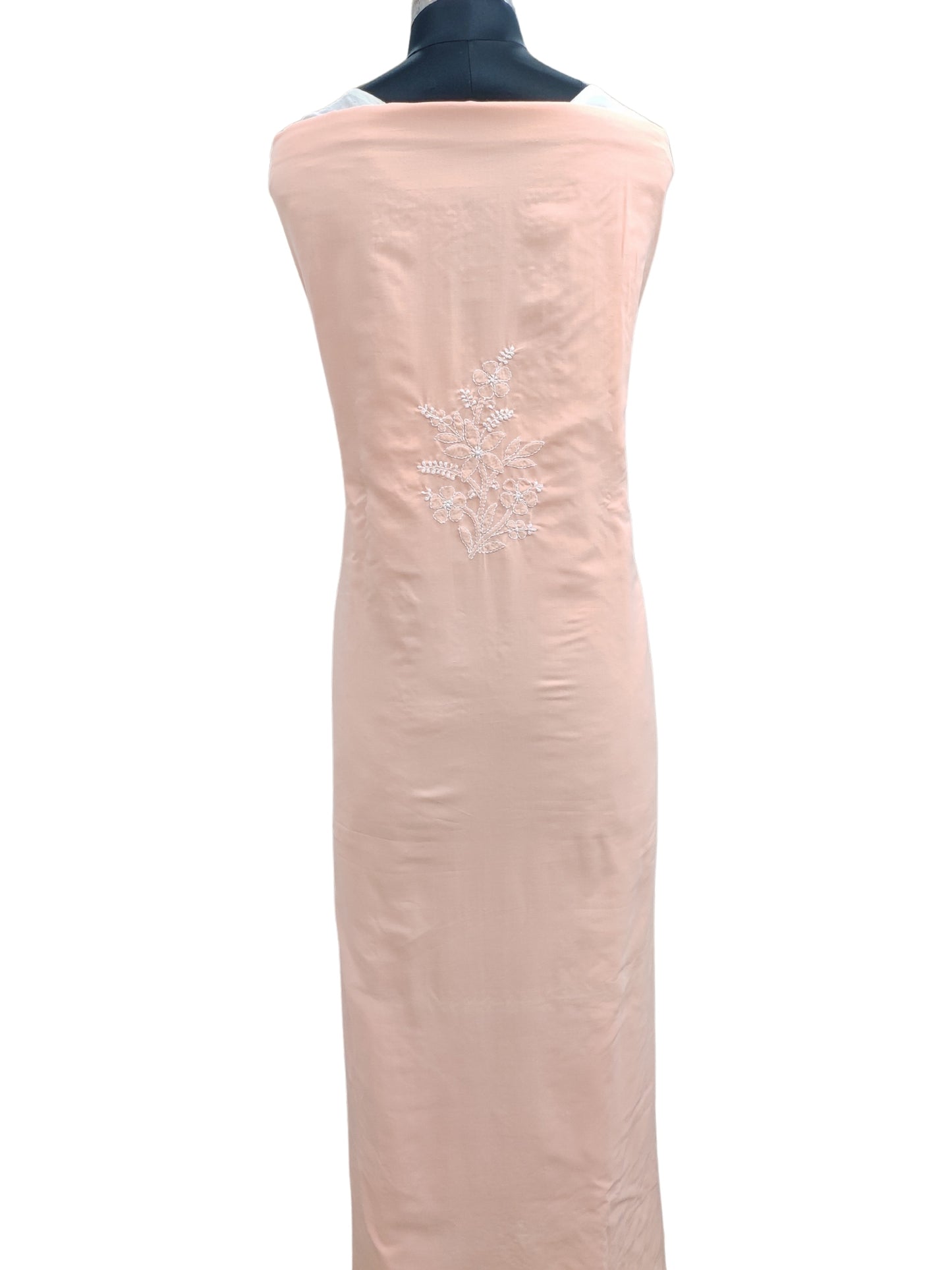 Shyamal Chikan Hand Embroidered Peach Cotton Lucknowi Chikankari Unstitched Suit Piece - S26254