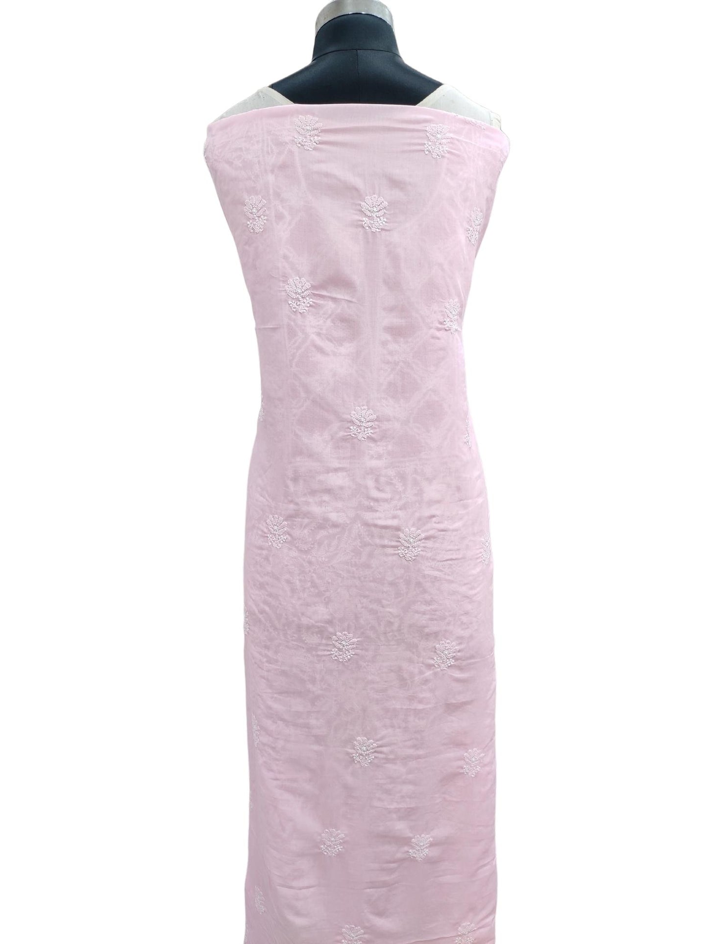 Shyamal Chikan Hand Embroidered Pink Pure Cotton Lucknowi Chikankari Unstitched Kurta Piece - S20542