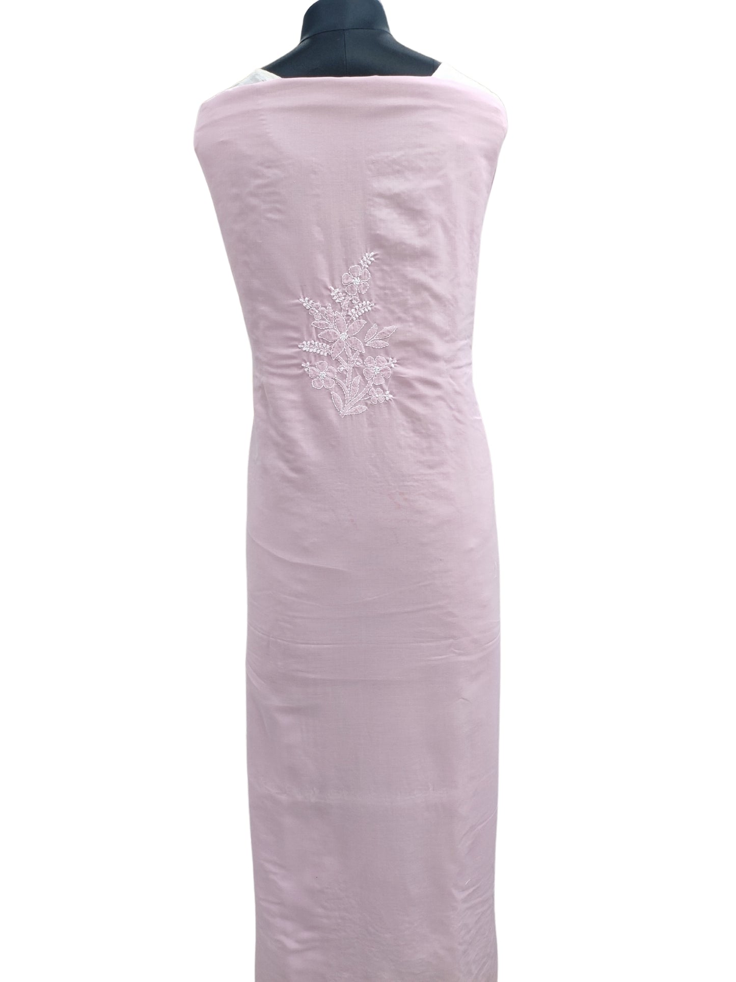 Shyamal Chikan Hand Embroidered Plum Cotton Lucknowi Chikankari Unstitched Suit Piece - S26618