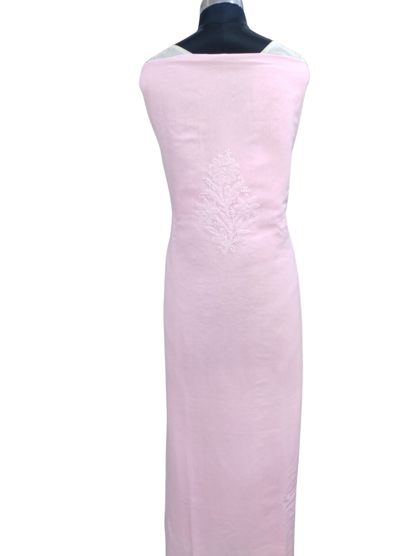 Shyamal Chikan Hand Embroidered Pink Cotton Lucknowi Chikankari Unstitched Suit Piece - S26257