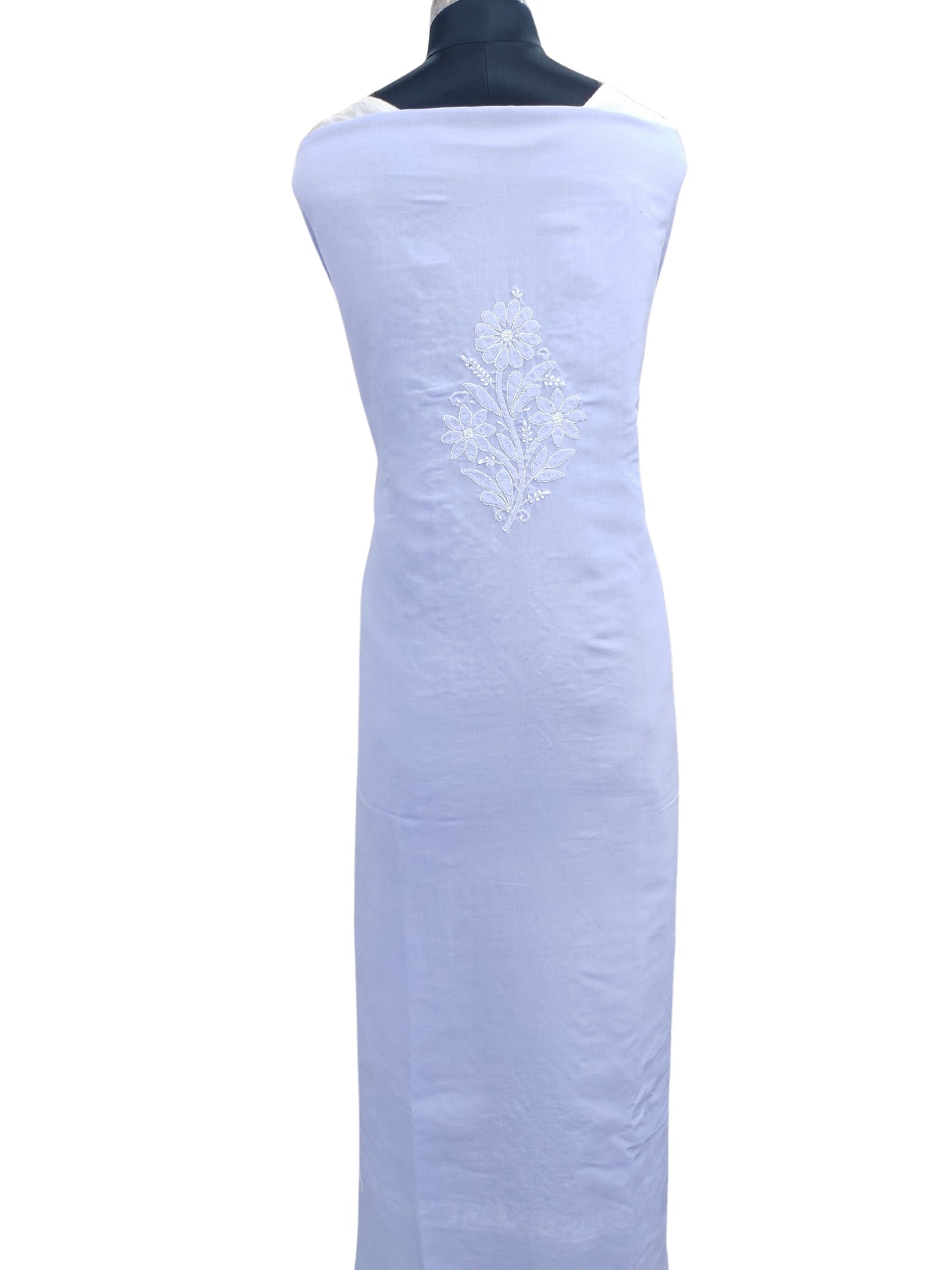 Shyamal Chikan Hand Embroidered Lavender Cotton Lucknowi Chikankari Unstitched Suit Piece - S26260