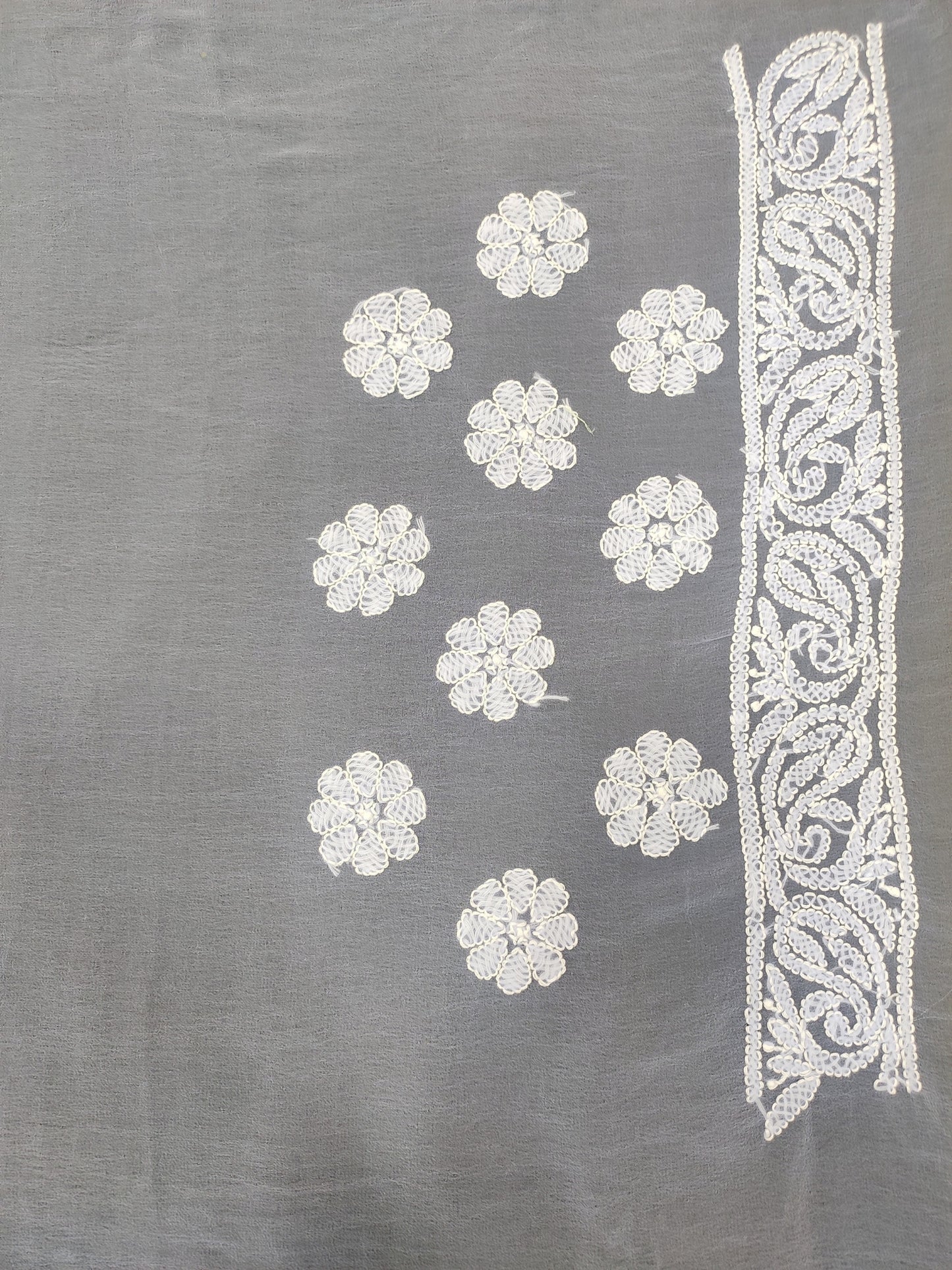 Shyamal Chikan Hand Embroidered Lavender Georgette Lucknowi Chikankari Skirt Saree With Blouse Piece - S26068