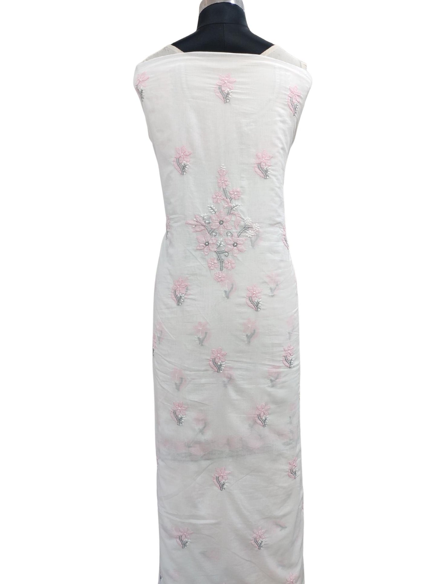 Shyamal Chikan Hand Embroidered White Pure Cotton Lucknowi Chikankari Unstitched Suit Piece - S20113