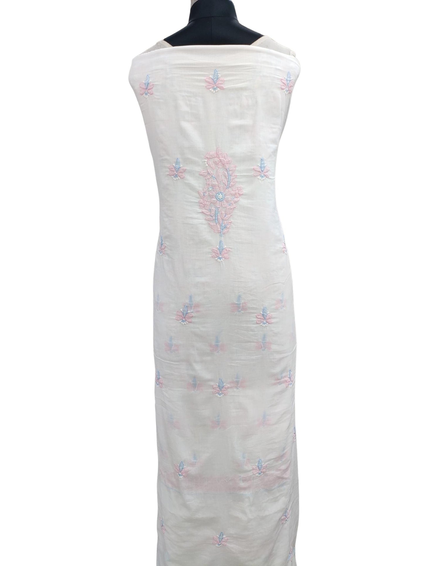 Shyamal Chikan Hand Embroidered White Pure Cotton Lucknowi Chikankari Unstitched Suit Piece - S20115
