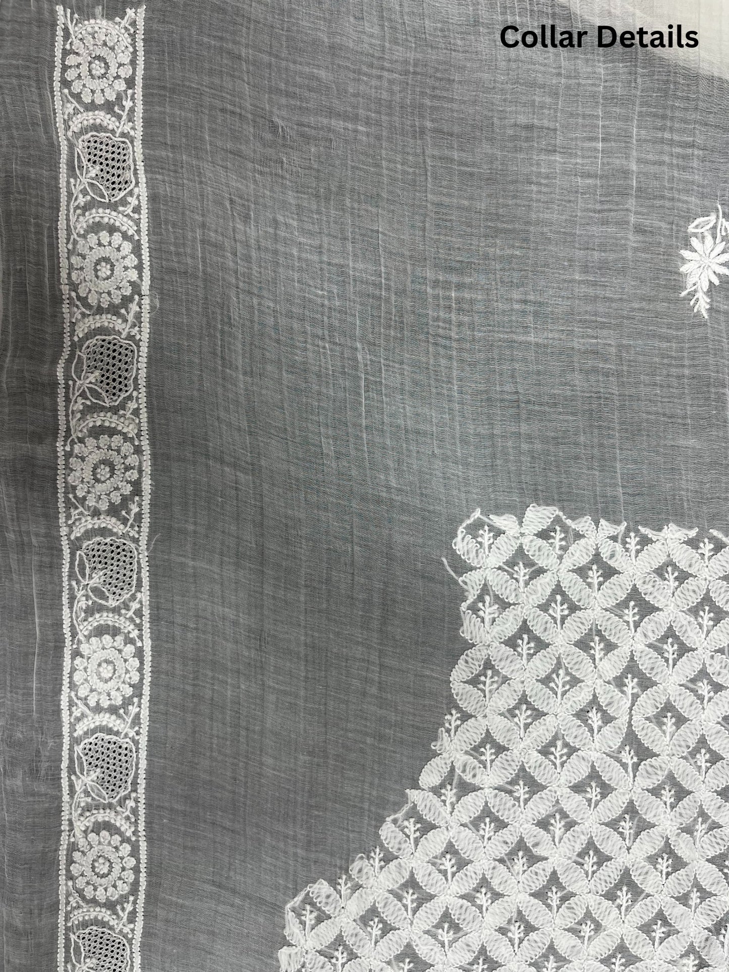 Shyamal Chikan Hand Embroidered White Mul Chanderi Lucknowi Chikankari Unstitched Men's Kurta Piece – S20488