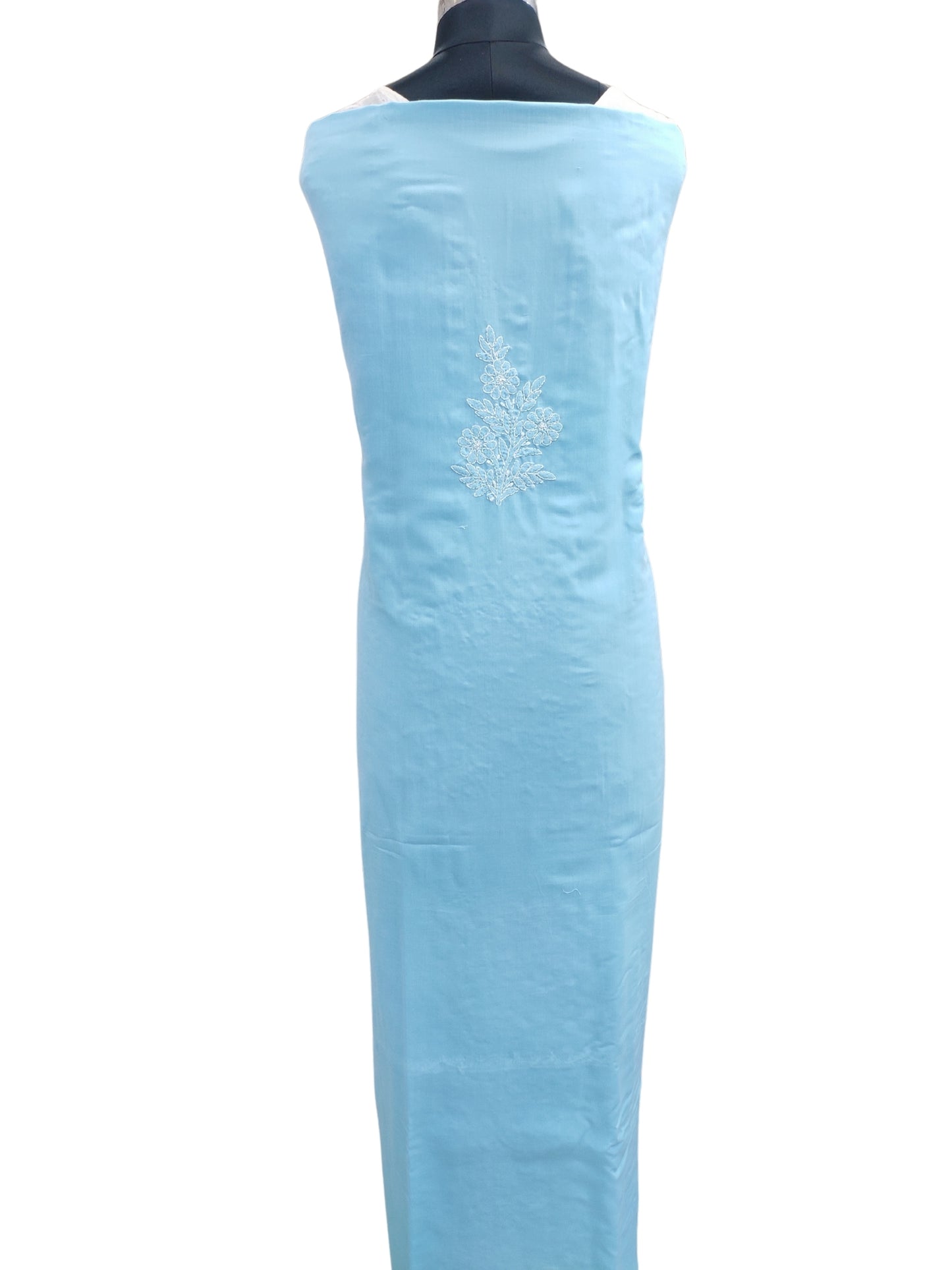 Shyamal Chikan Hand Embroidered Blue Cotton Lucknowi Chikankari Unstitched Suit Piece - S26261