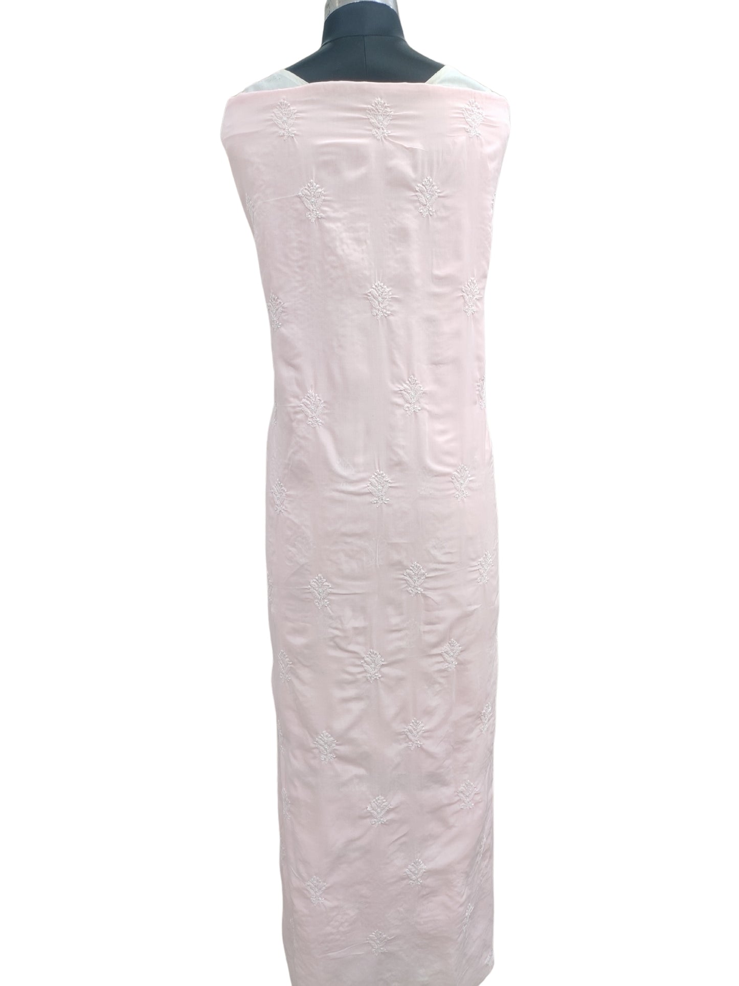 Shyamal Chikan Hand Embroidered Pink Cotton Lucknowi Chikankari Unstitched Suit Piece With Jaali Work- S26720