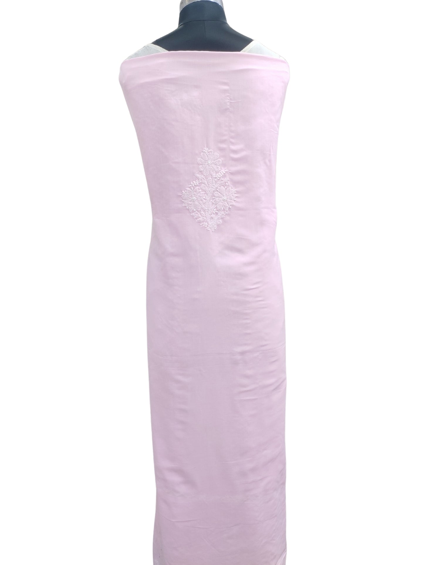 Shyamal Chikan Hand Embroidered Pink Cotton Lucknowi Chikankari Unstitched Suit Piece - S26712