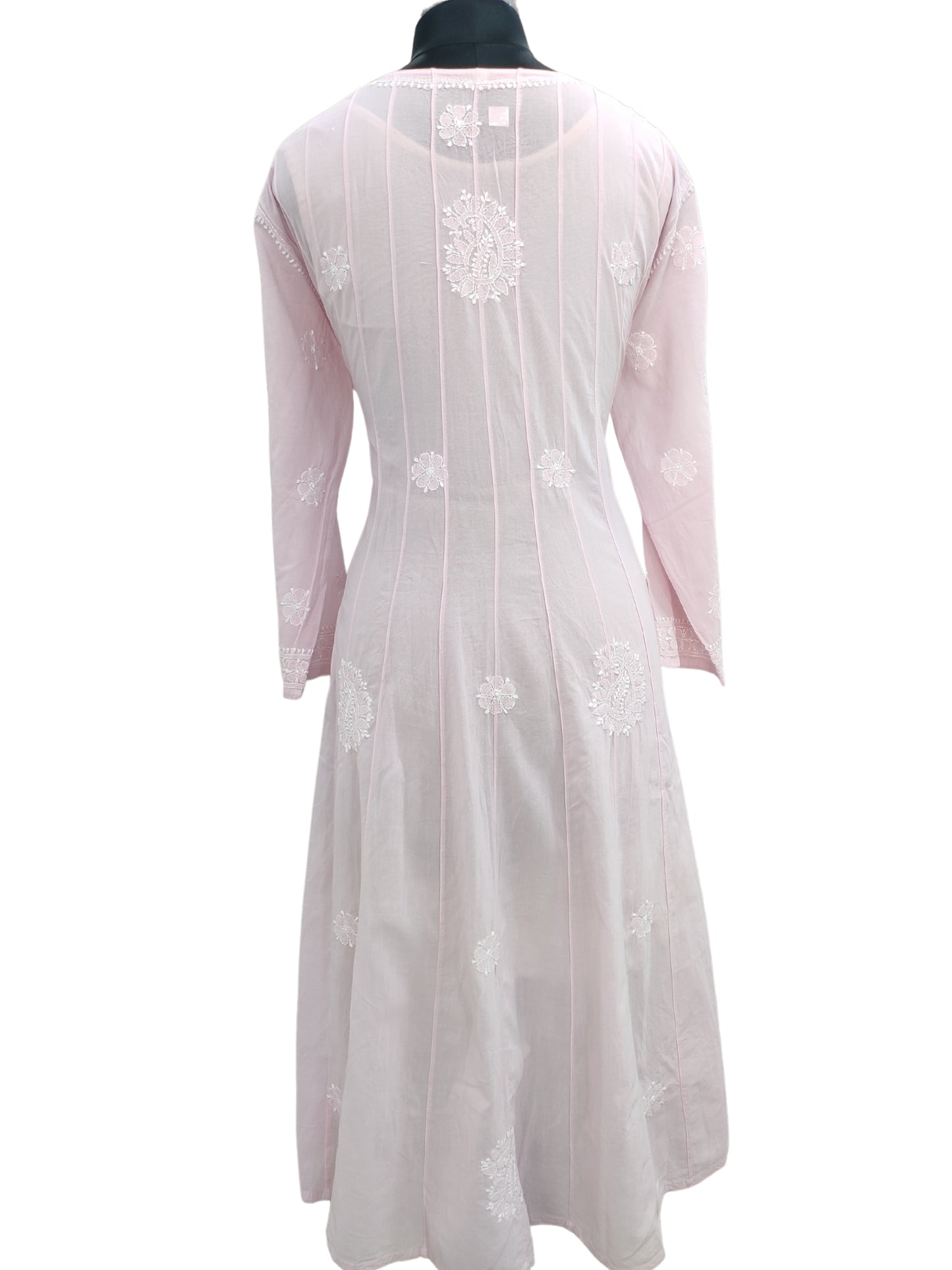 Shyamal Chikan Hand Embroidered Lavender Pure Cotton Lucknowi Chikankari Anarkali - S25708