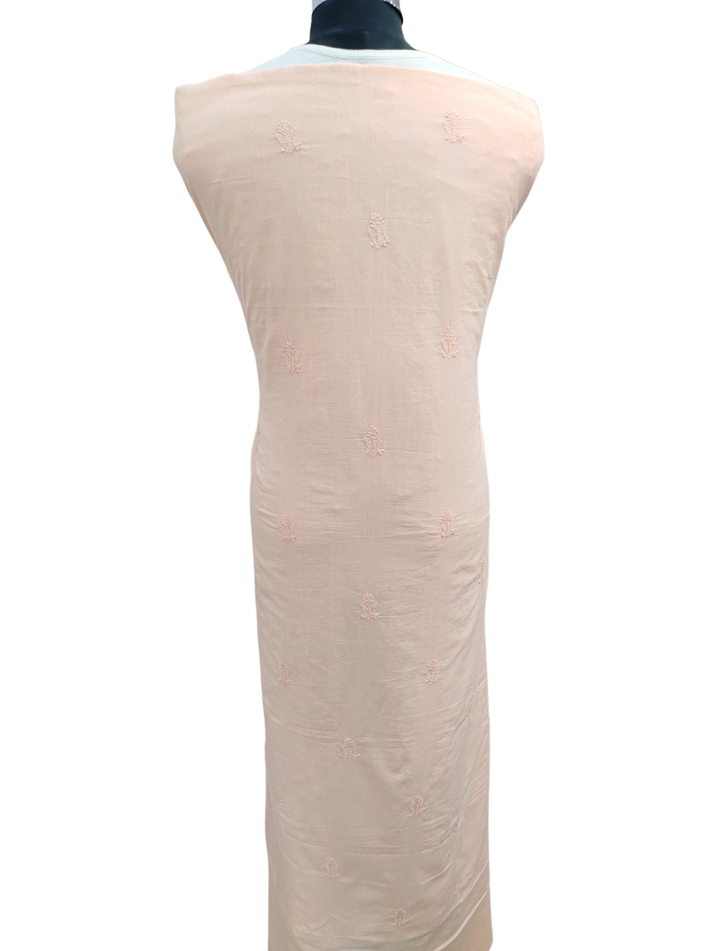 Shyamal Chikan Hand Embroidered Peach Pure Cotton Lucknowi Chikankari Unstitched Men's Kurta Piece – S20214