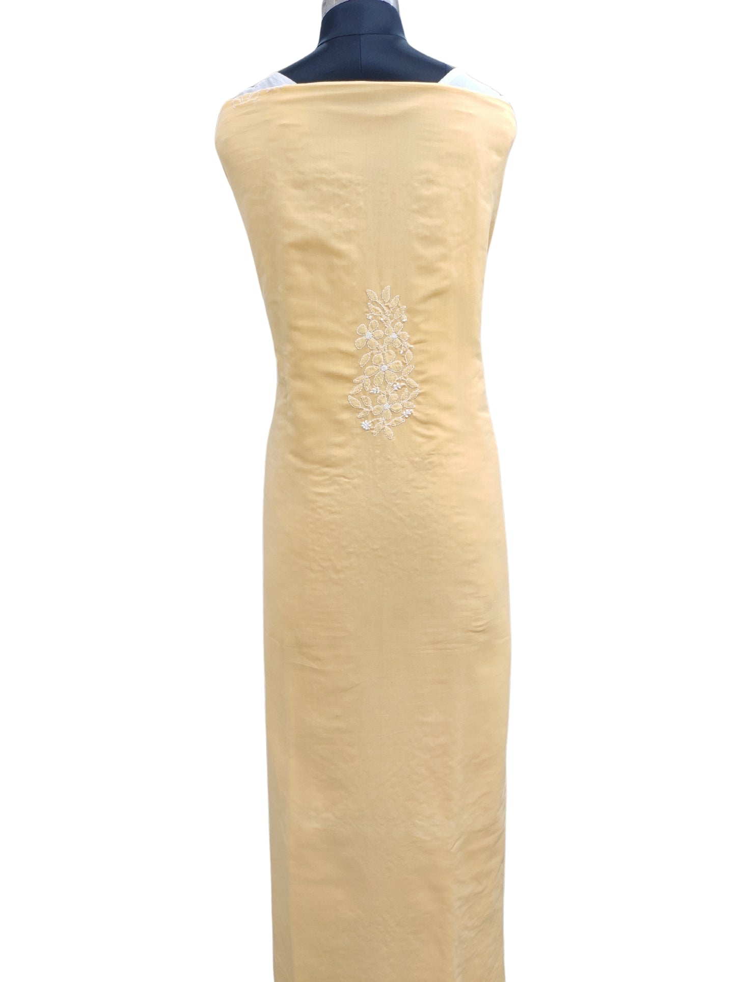 Shyamal Chikan Hand Embroidered Yellow Cotton Lucknowi Chikankari Unstitched Suit Piece - S26266