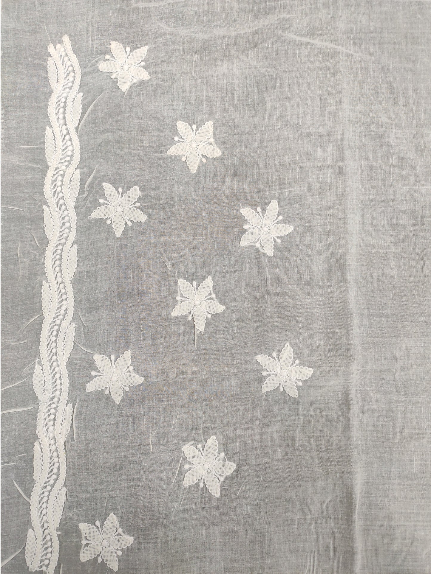 Shyamal Chikan Hand Embroidered Light Lemon Cotton Lucknowi Chikankari Saree With Blouse Piece- S822