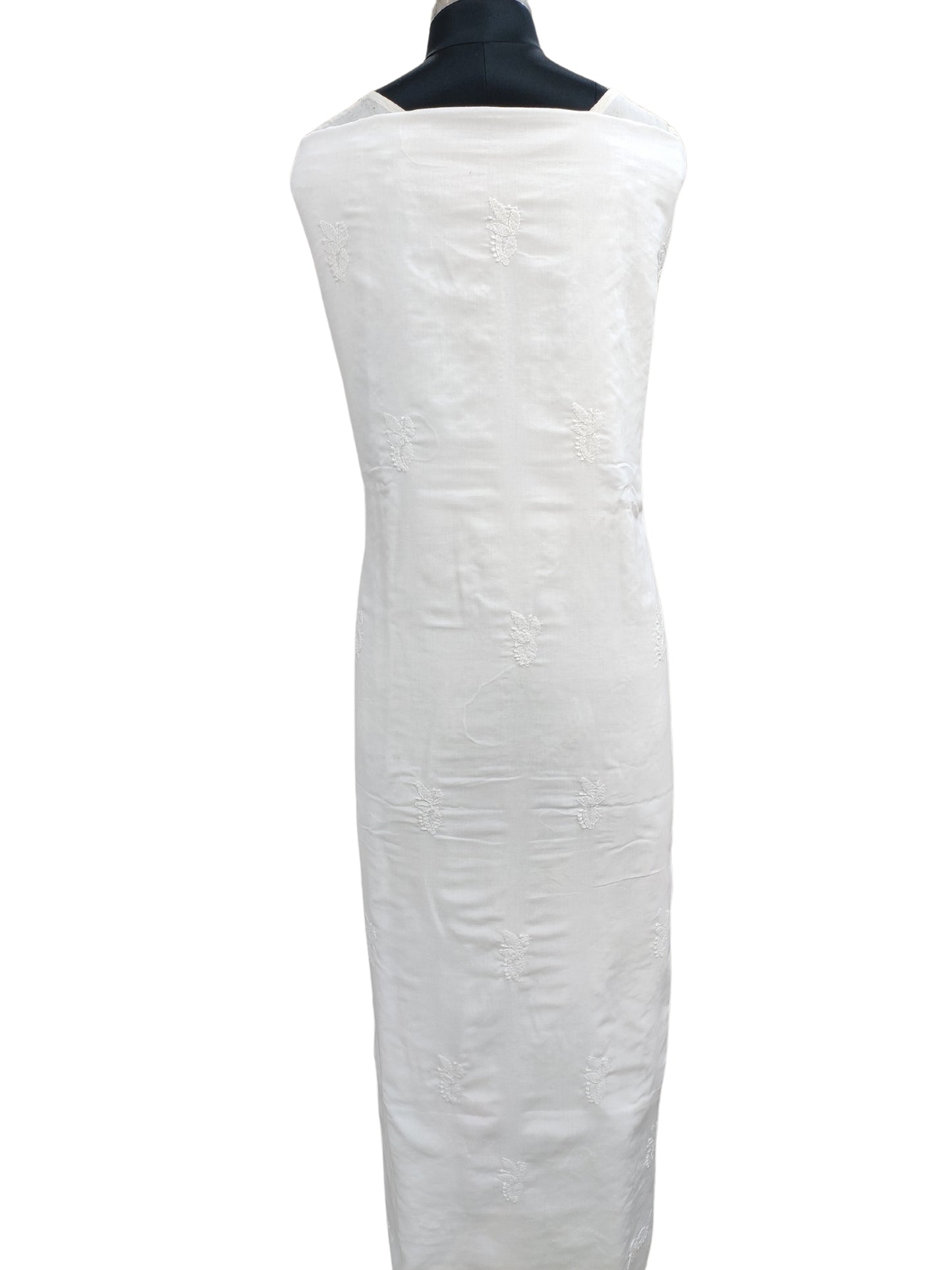 Shyamal Chikan Hand Embroidered White Cotton Lucknowi Chikankari Unstitched Suit Piece - S25411