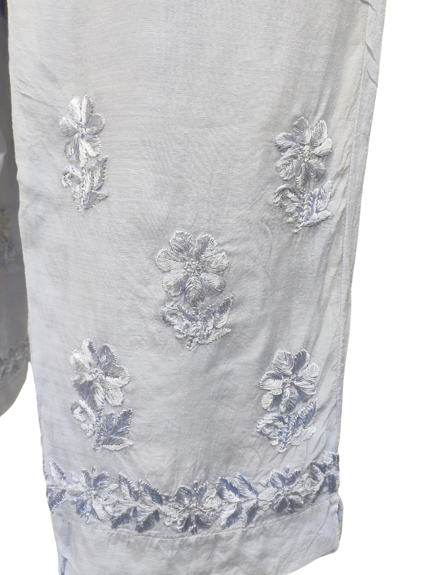 Shyamal Chikan Hand Embroidered Purple Muslin Lucknowi Chikankari Kurta and Bottom Set - S26239
