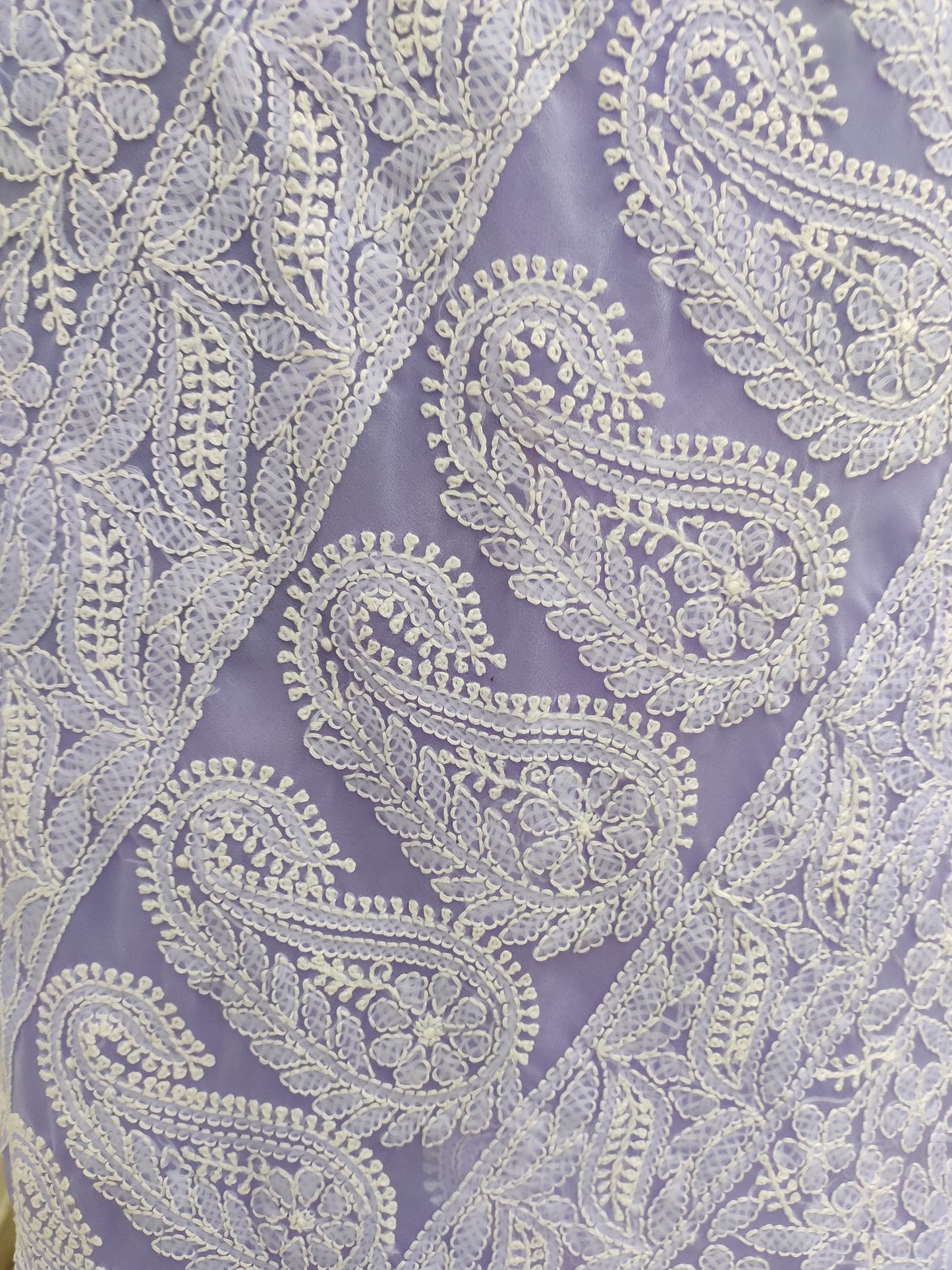 Shyamal Chikan Hand Embroidered Lavender Georgette Lucknowi Chikankari Skirt Saree With Blouse Piece - S26485