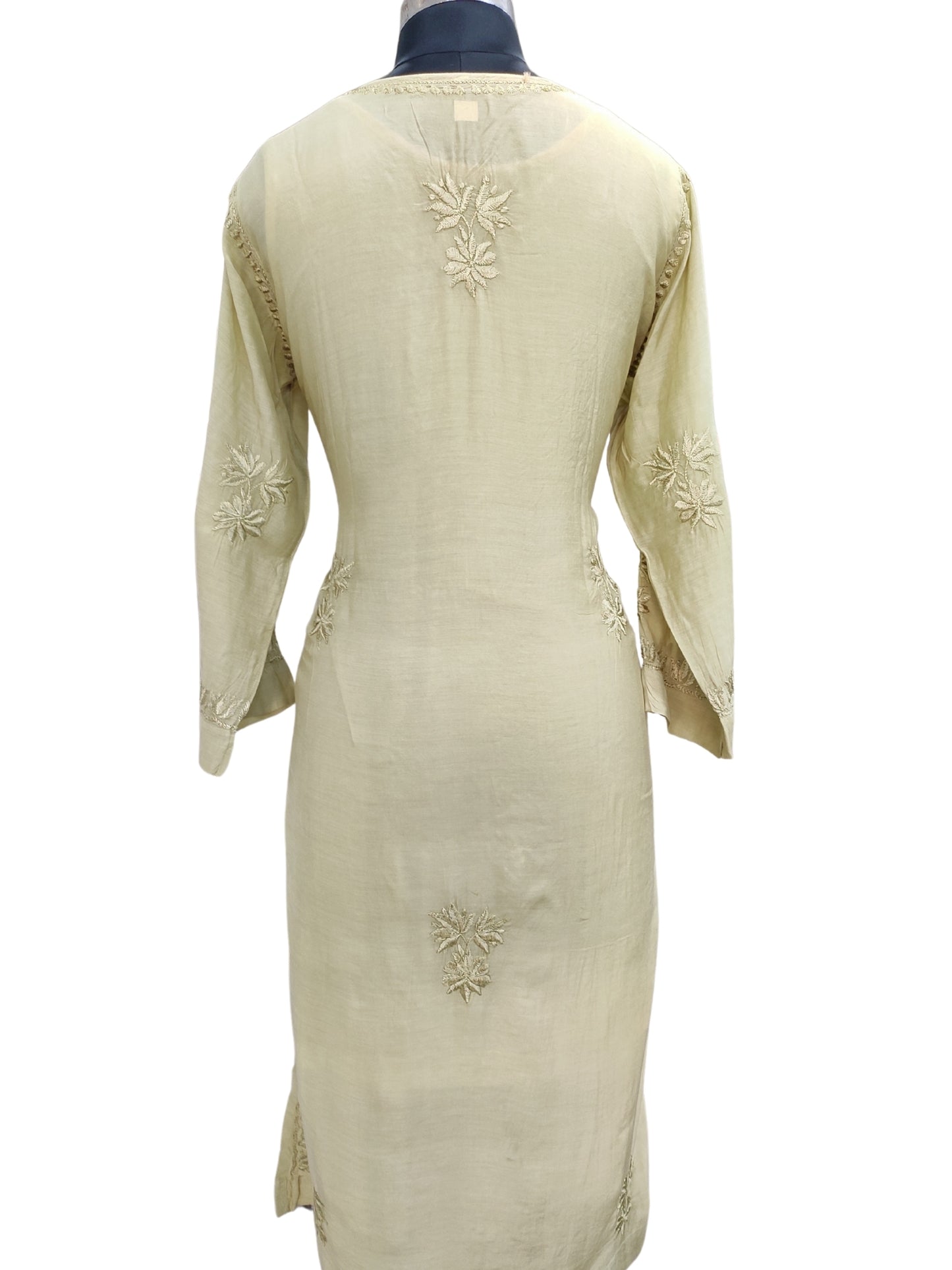 Shyamal Chikan Hand Embroidered Green Muslin Lucknowi Chikankari Kurti - S25937