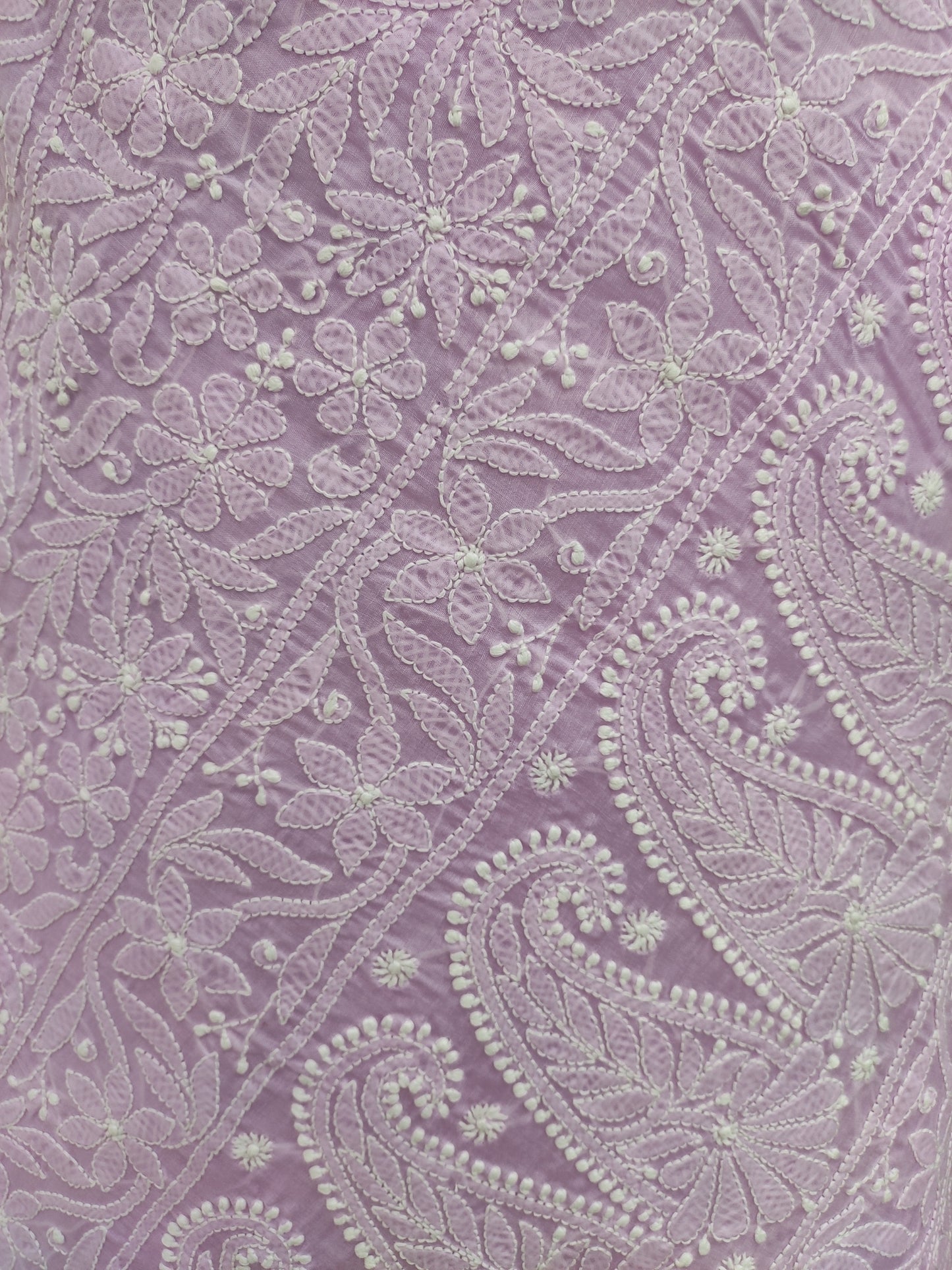 Shyamal Chikan Hand Embroidered Lavender Cotton Lucknowi Chikankari Heavy Palla Saree With Blouse Piece- S25571