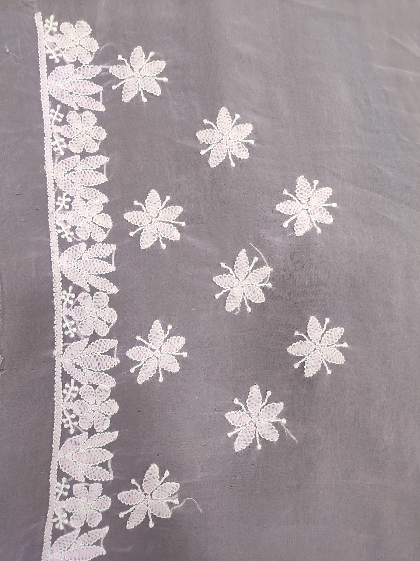 Shyamal Chikan Hand Embroidered Pink Georgette Lucknowi Chikankari Skirt Saree With Blouse Piece - S26477
