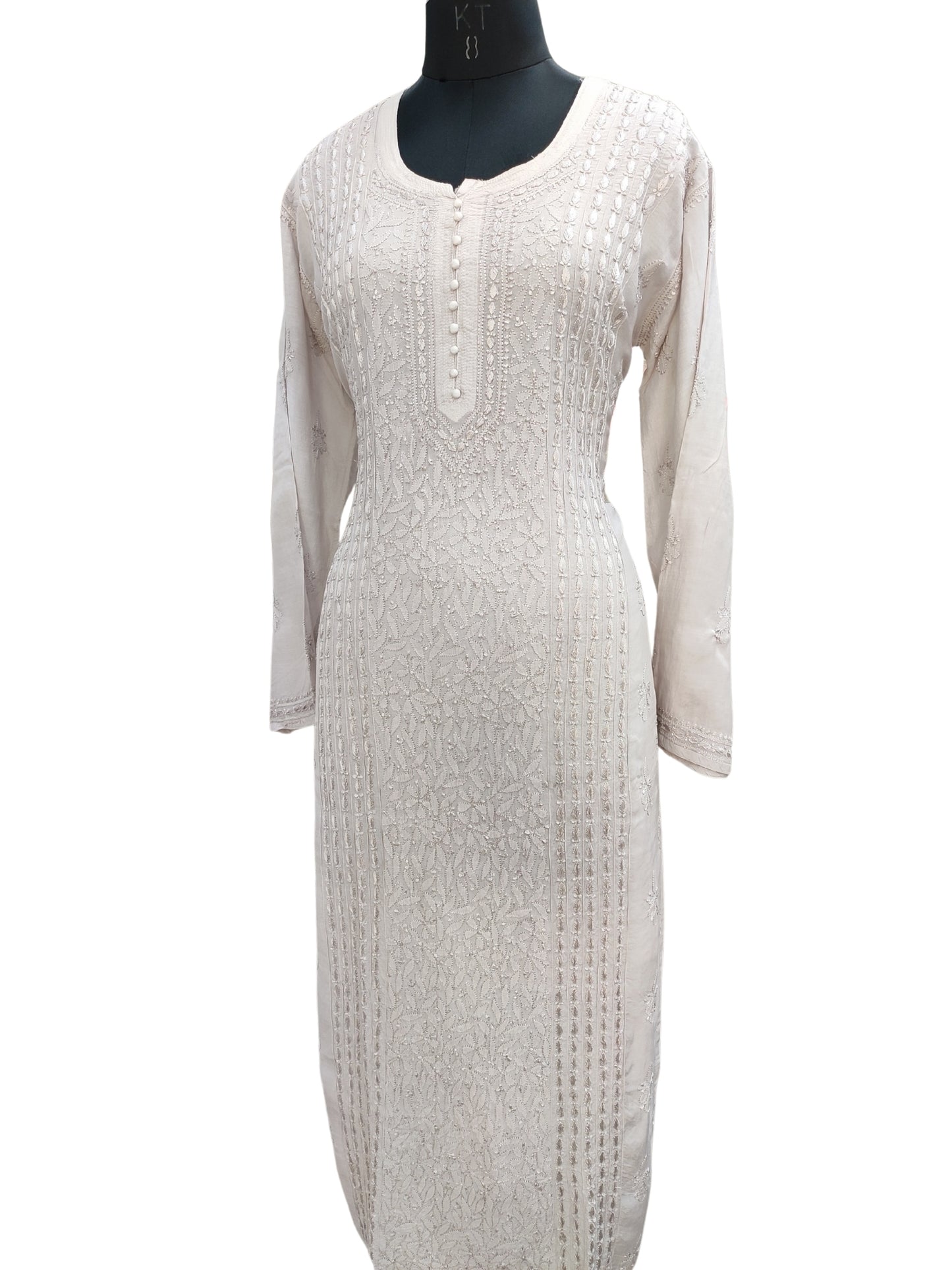 Shyamal Chikan Hand Embroidered Lavender Muslin Lucknowi Chikankari Kurti - S25986