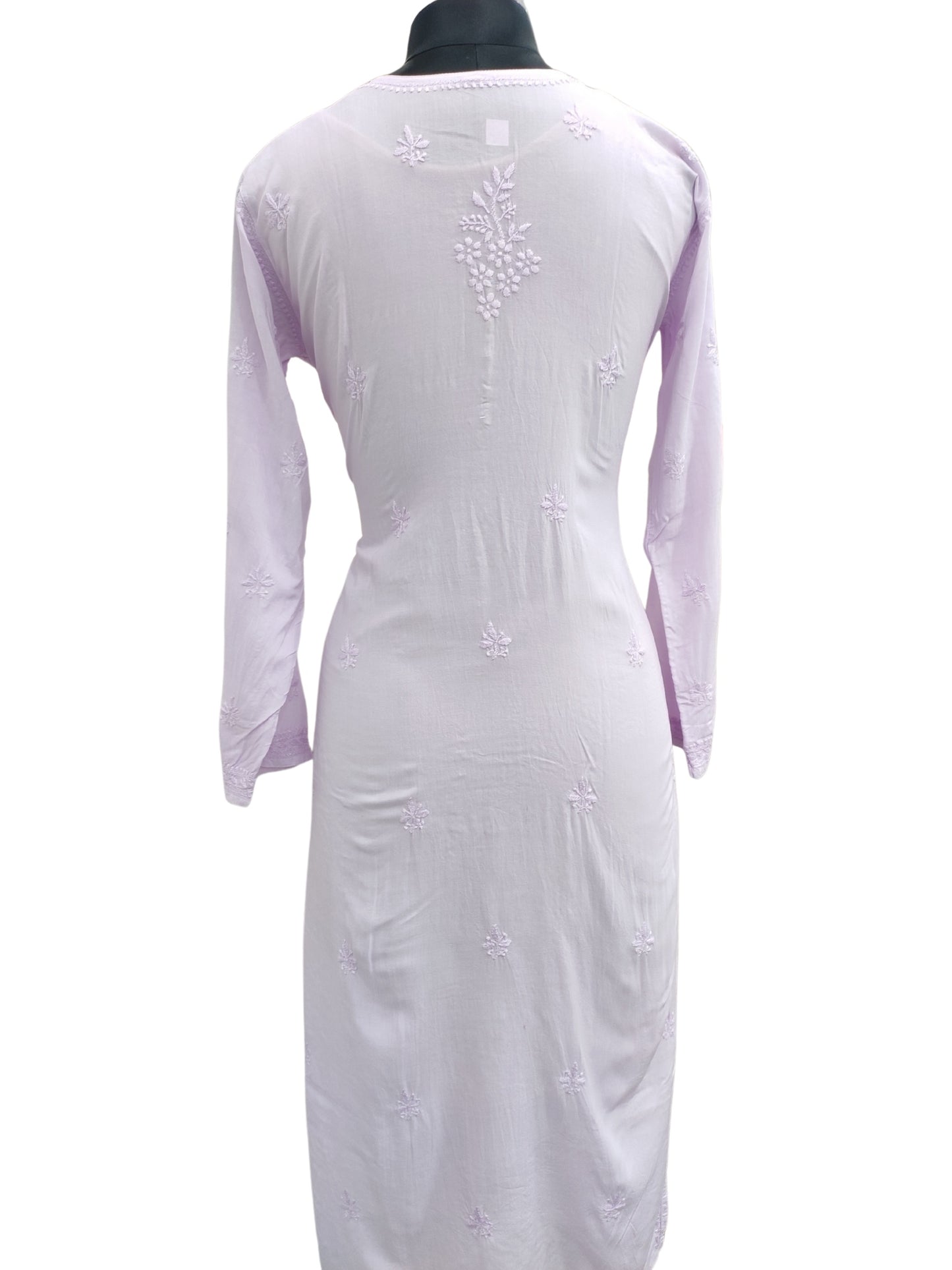 Shyamal Chikan Hand Embroidered Lavender Modal Cotton Lucknowi Chikankari Kurti - S25964