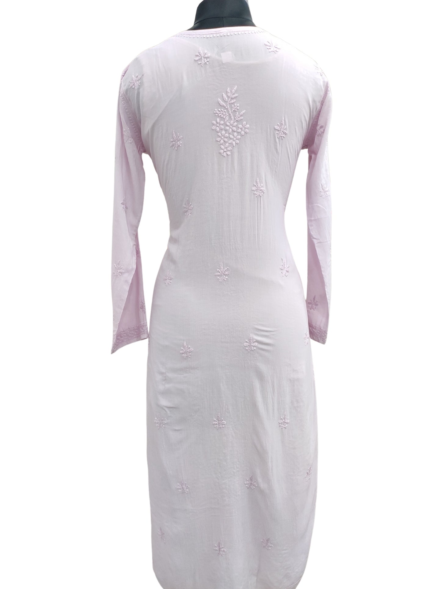 Shyamal Chikan Hand Embroidered Lavender Modal Cotton Lucknowi Chikankari Kurti - S25963