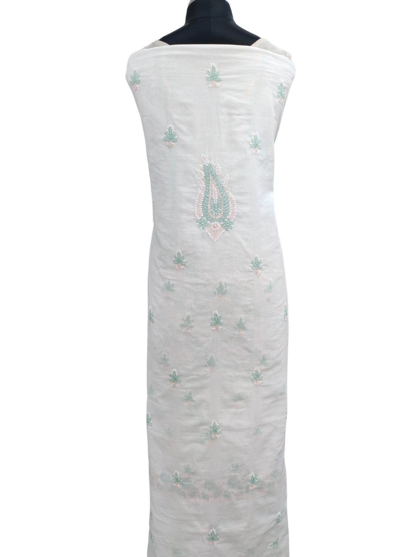Shyamal Chikan Hand Embroidered White Pure Cotton Lucknowi Chikankari Unstitched Suit Piece - S20806