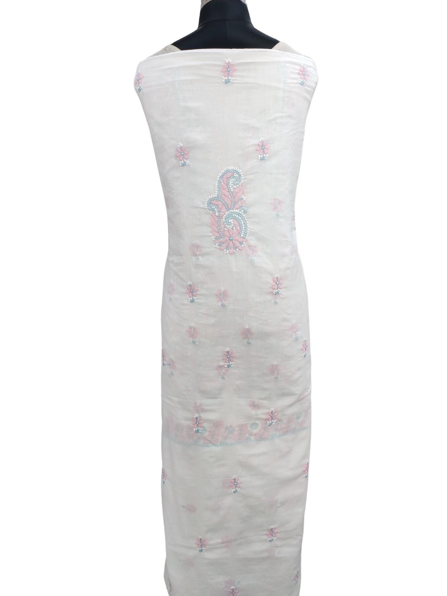 Shyamal Chikan Hand Embroidered White Pure Cotton Lucknowi Chikankari Unstitched Suit Piece - S20811