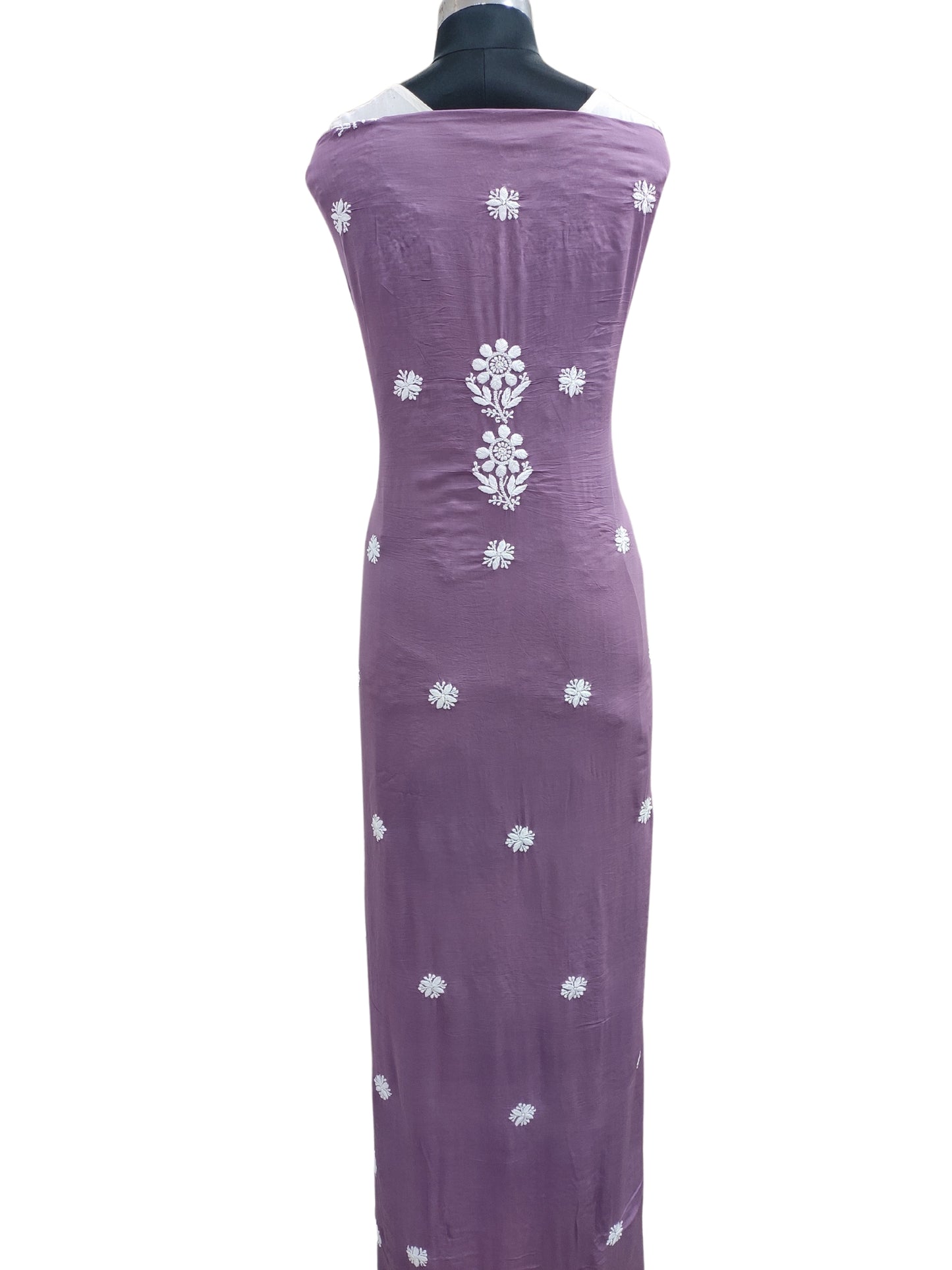 Shyamal Chikan Hand Embroidered Wine Modal Cotton Lucknowi Chikankari Unstitched Kurta Piece - S25301