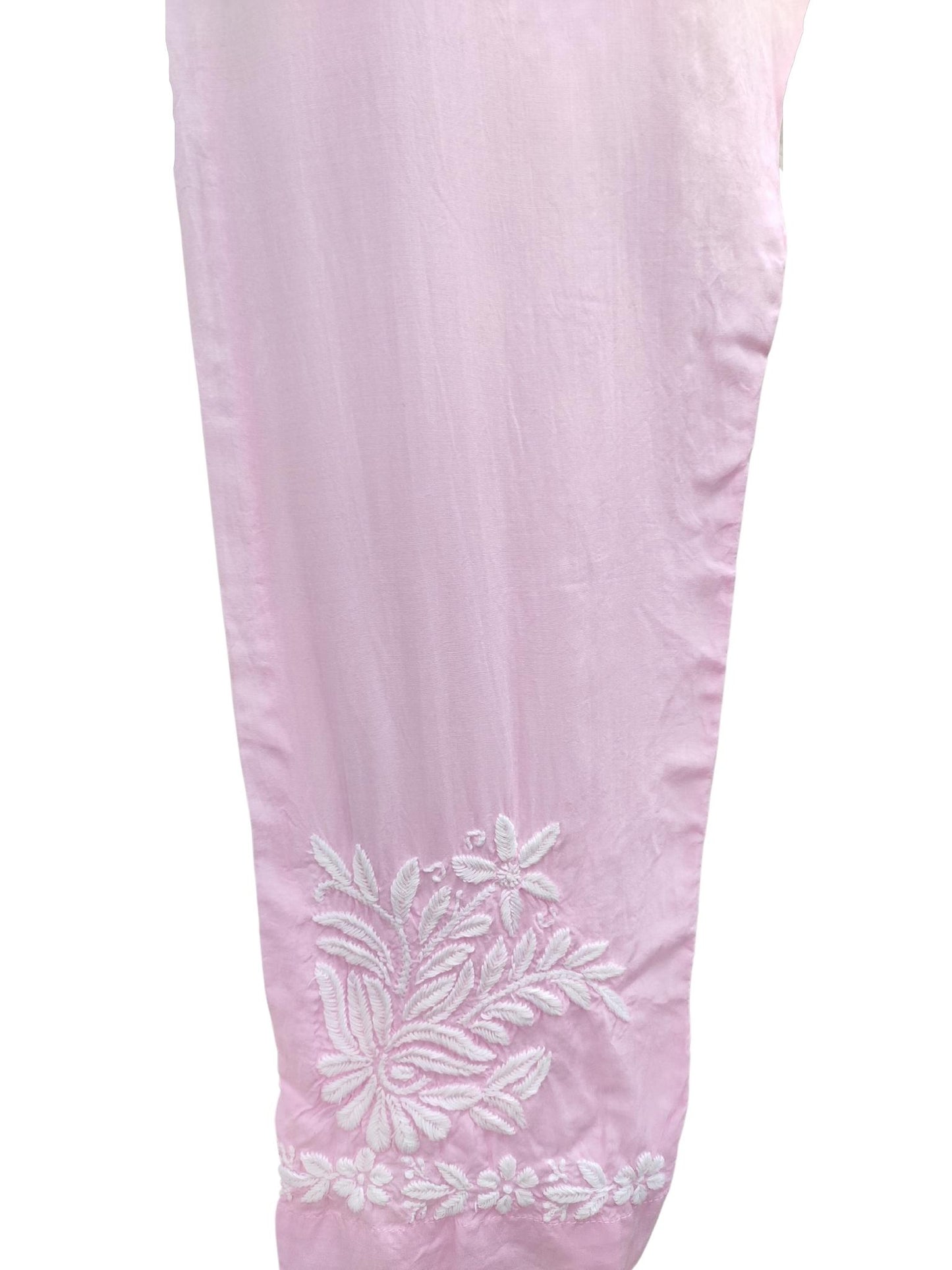 Shyamal Chikan Hand Embroidered Pink Modal Lucknowi Chikankari Kurta and Bottom Set - S19847