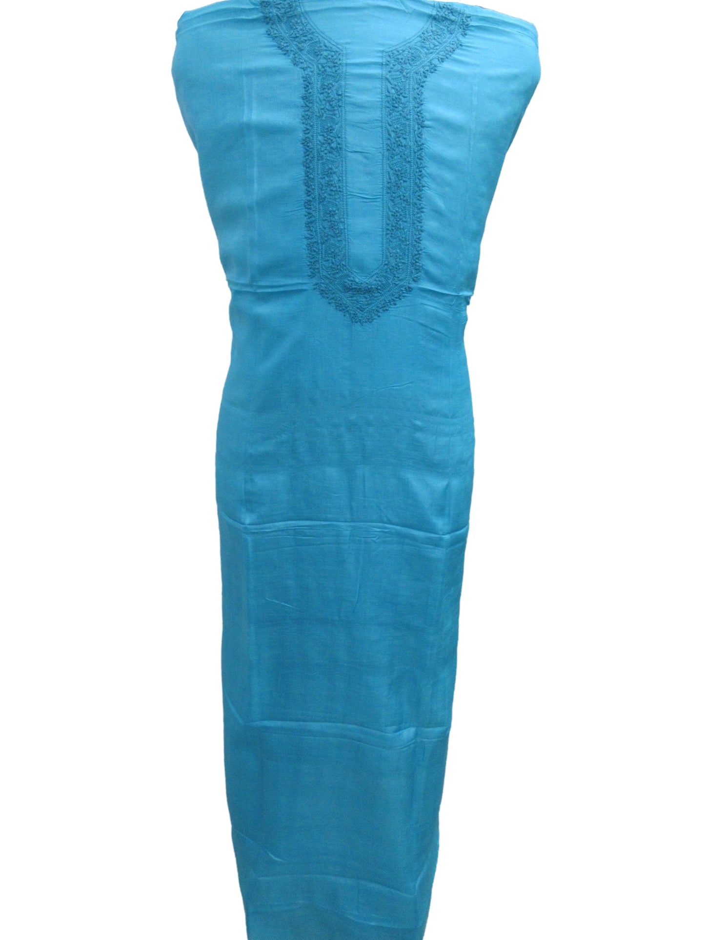 Shyamal Chikan Hand Embroidered Blue Pure Tusser Silk Lucknowi Chikankari Unstitched Men's Kurta Piece – S2691