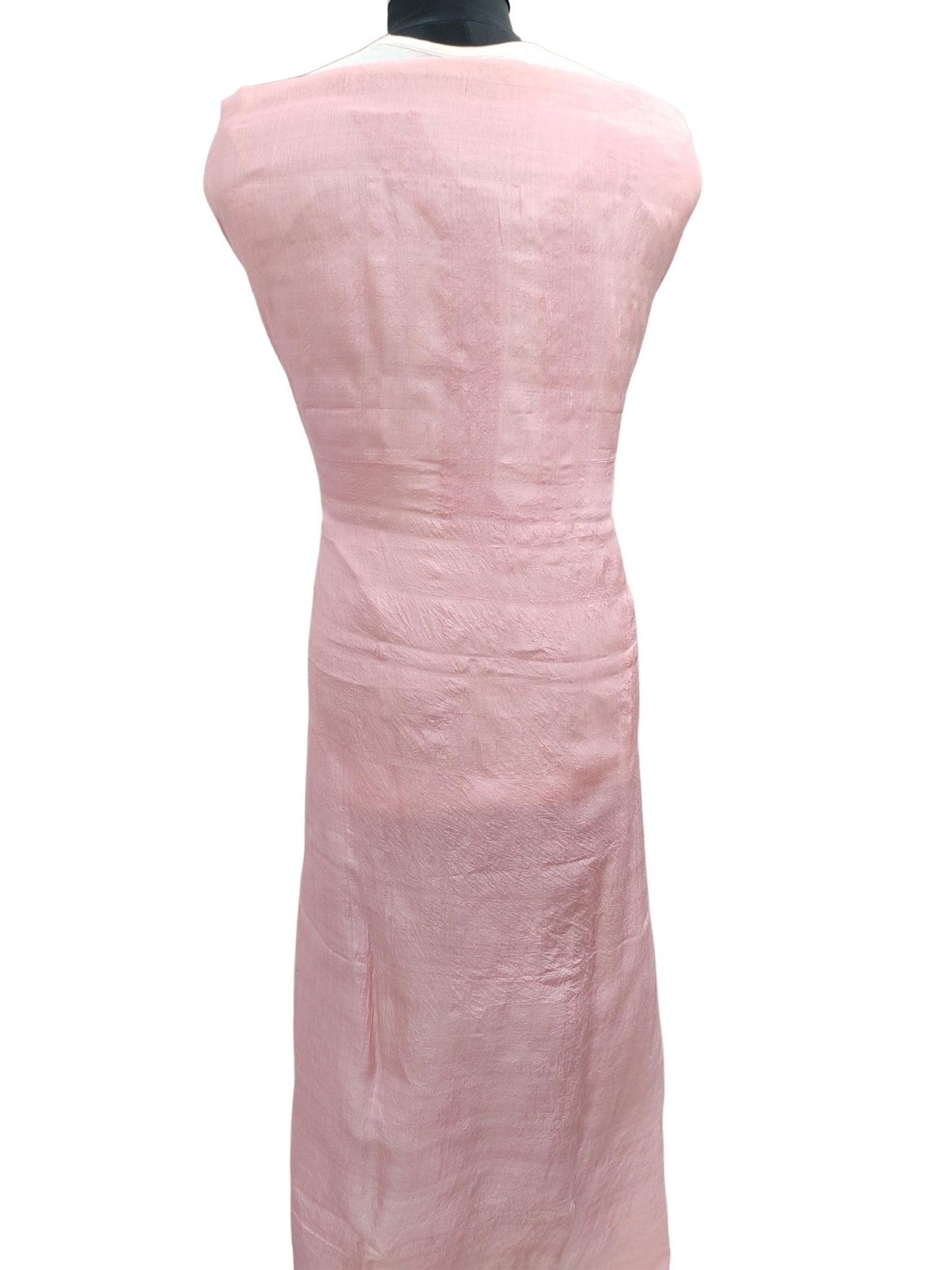 Shyamal Chikan Hand Embroidered Pink Pure Tusser Silk Lucknowi Chikankari Unstitched Men's Kurta Piece – S9604