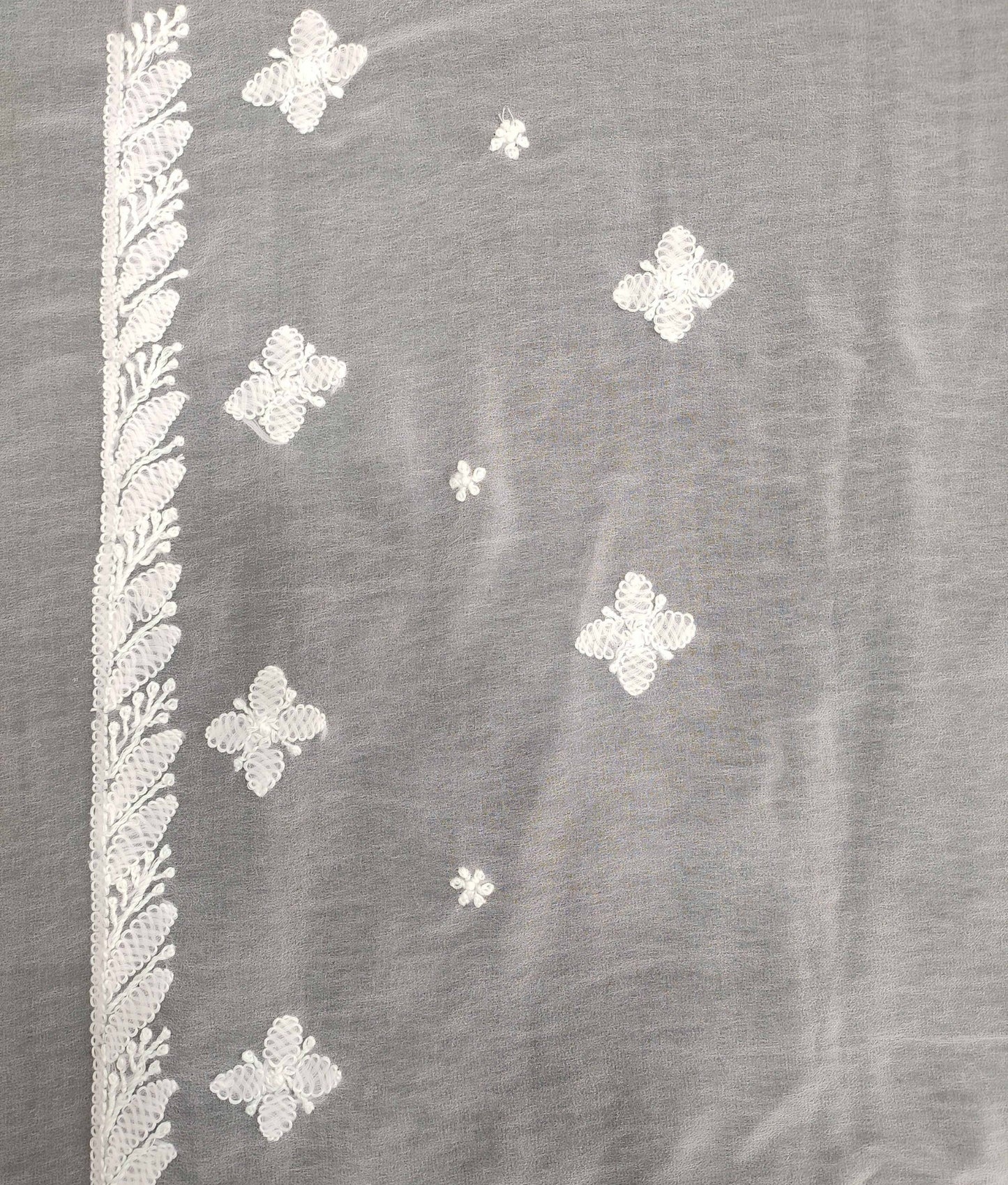 Shyamal Chikan Hand Embroidered Pink Georgette Lucknowi Chikankari Saree With Blouse Piece - S11319