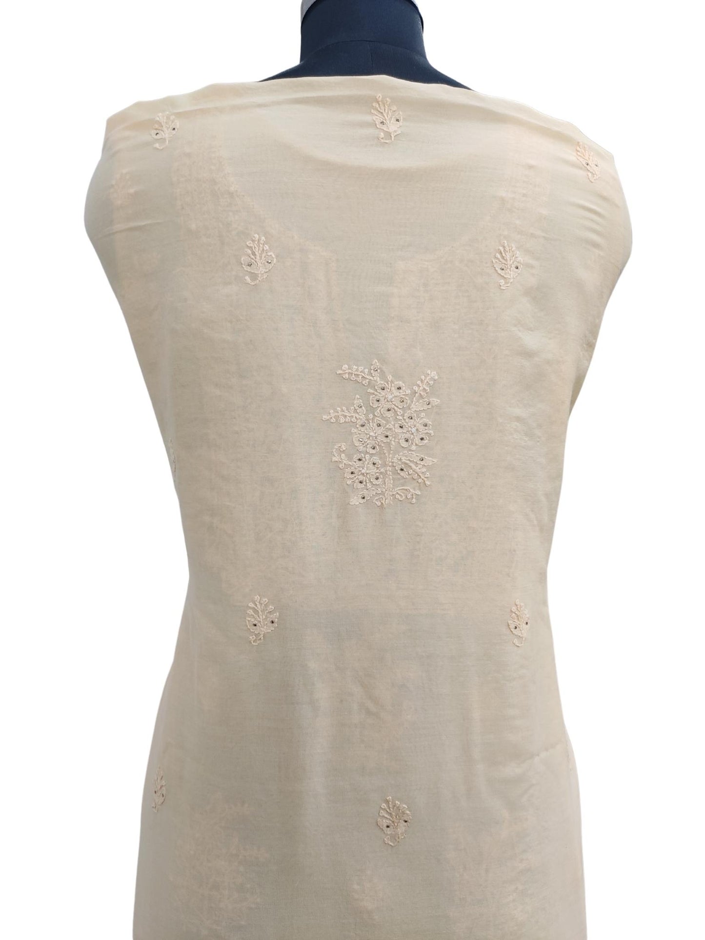 Shyamal Chikan Hand Embroidered Yellow Chanderi Silk Lucknowi Chikankari Unstitched Suit Piece ( Set of 2 ) With Mukaish Work - S9014 - Shyamal Chikan