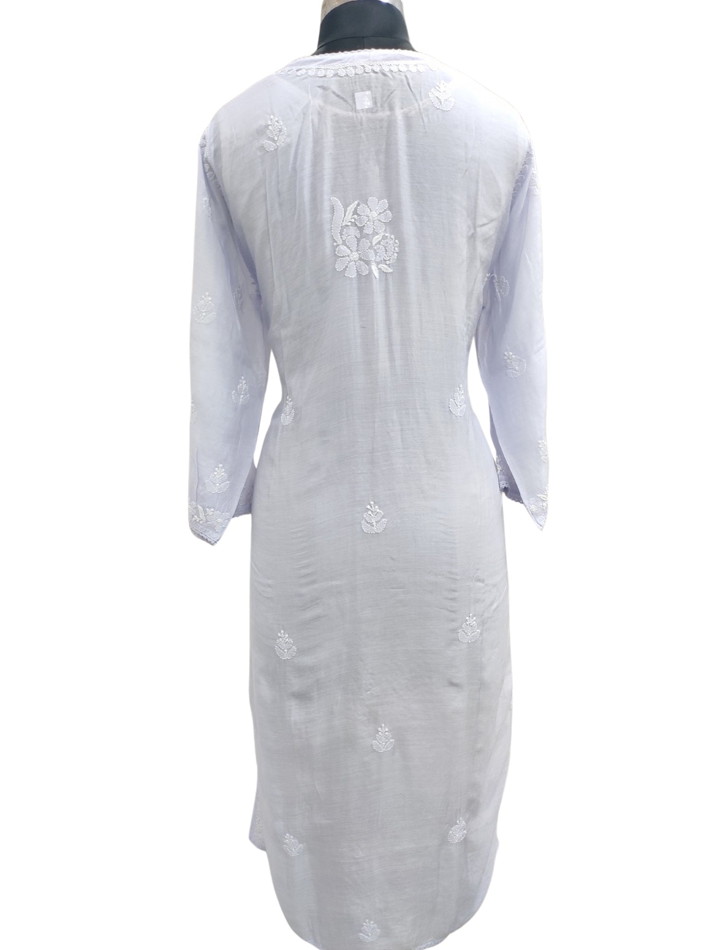 Shyamal Chikan Hand Embroidered Lavender Muslin Lucknowi Chikankari Kurti - S24962