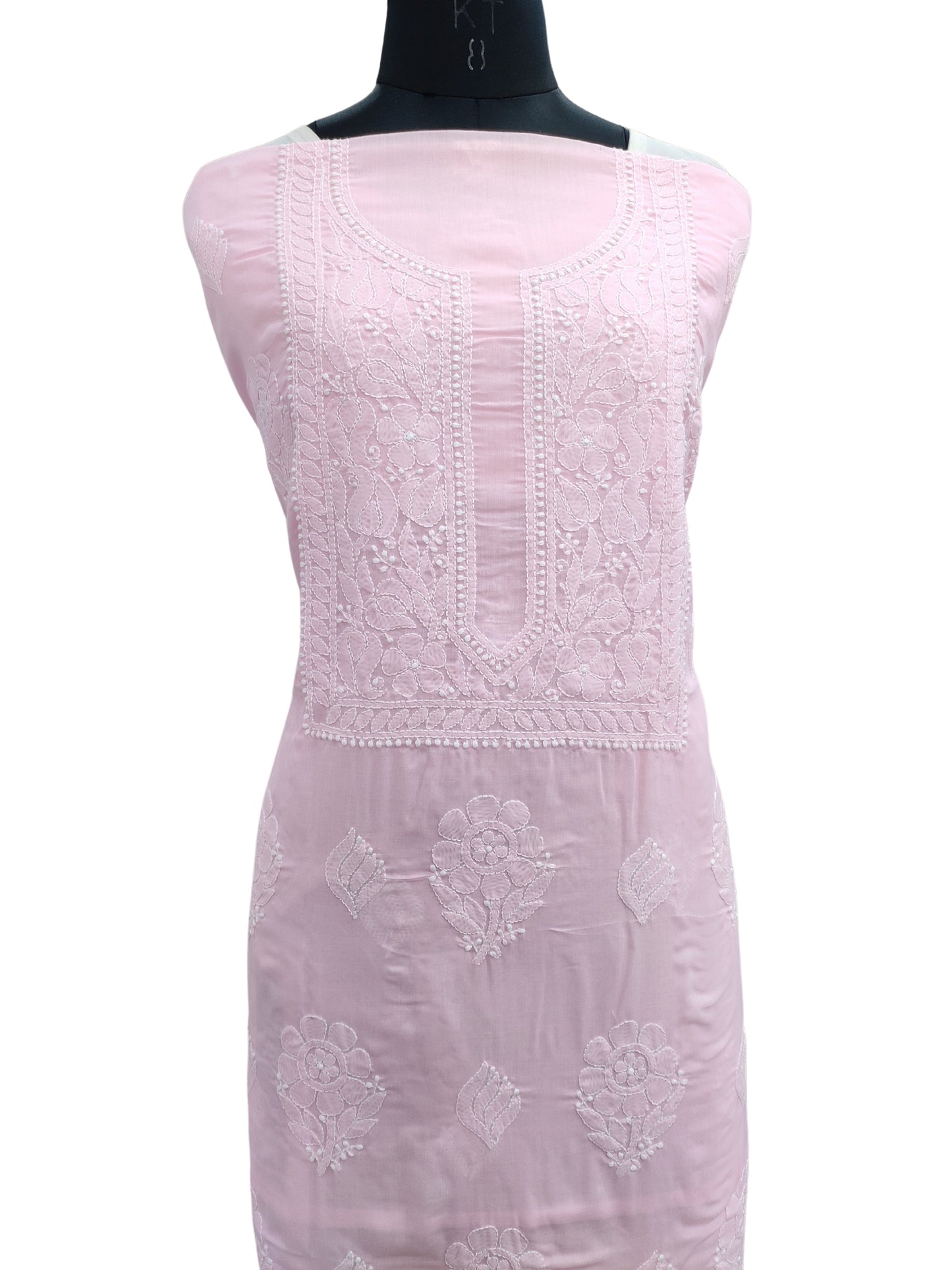 Shyamal Chikan Hand Embroidered Pink Cotton Lucknowi Chikankari Unstitched Kurta Piece - S25320