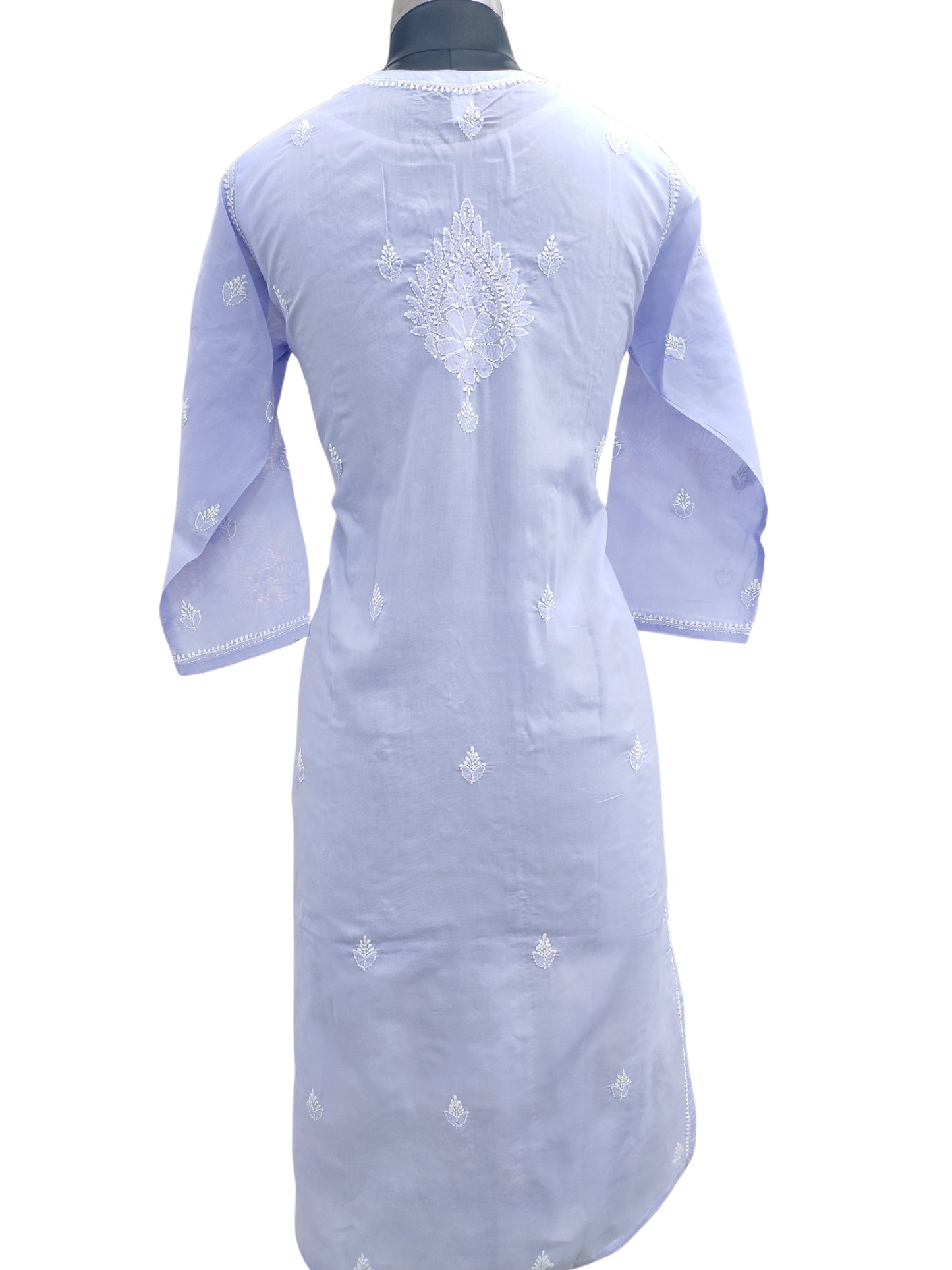 Shyamal Chikan Hand Embroidered Purple Cotton Lucknowi Chikankari Kurti- 24075