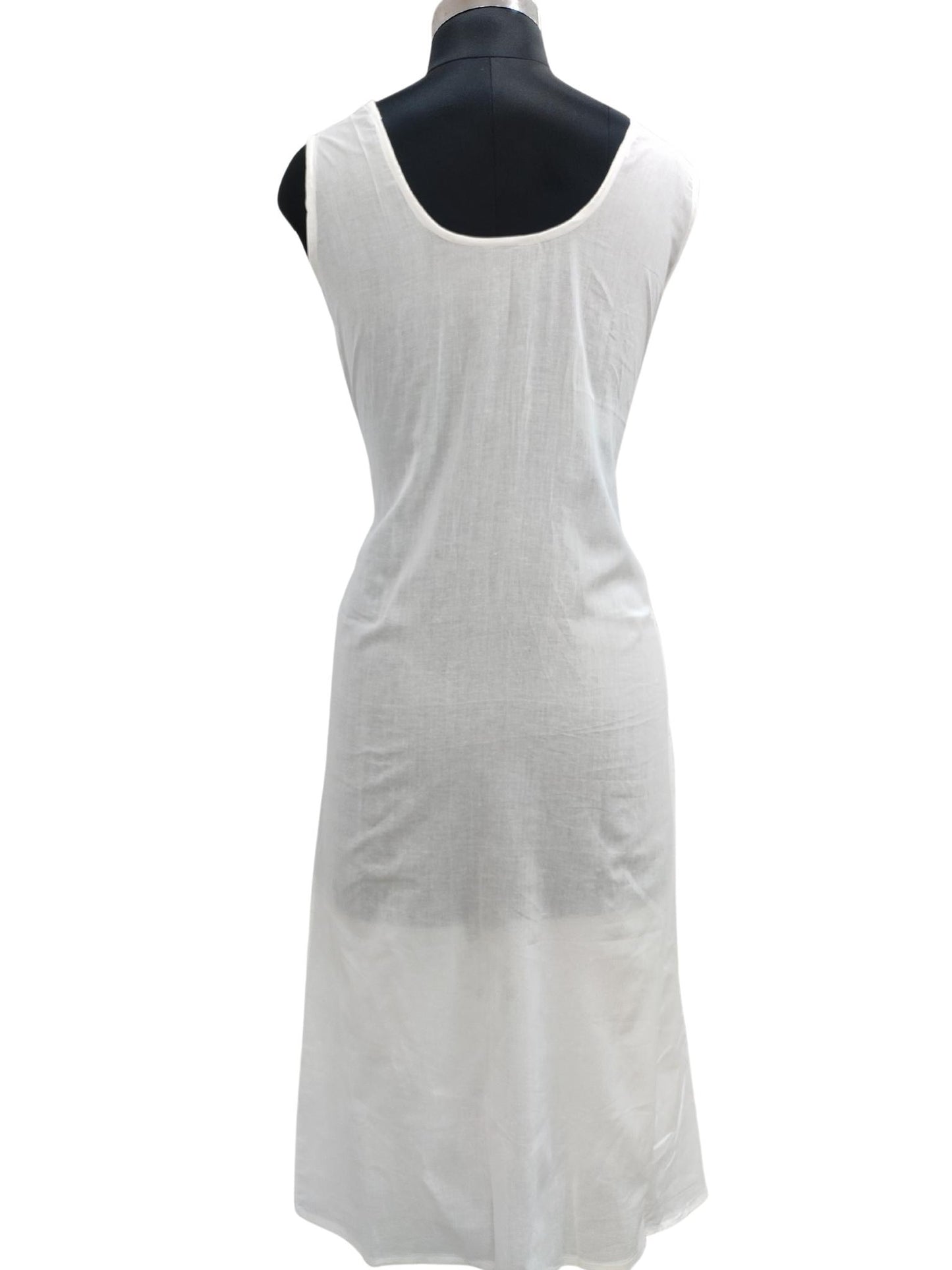 Shyamal Chikan White A line Pure Cotton Slip