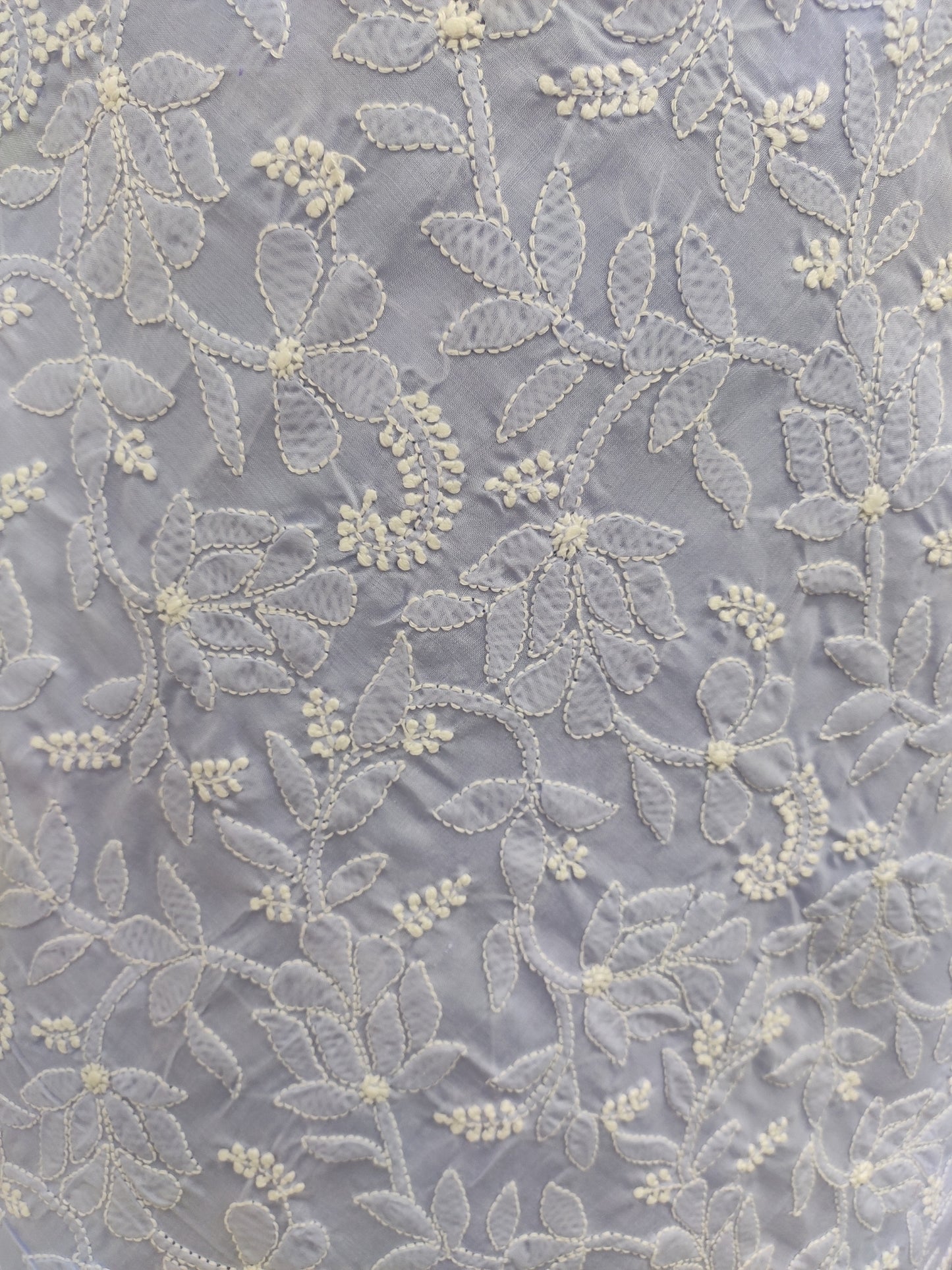 Shyamal Chikan Hand Embroidered Lavender Cotton Lucknowi Chikankari Heavy Palla Saree With Blouse Piece- S22536