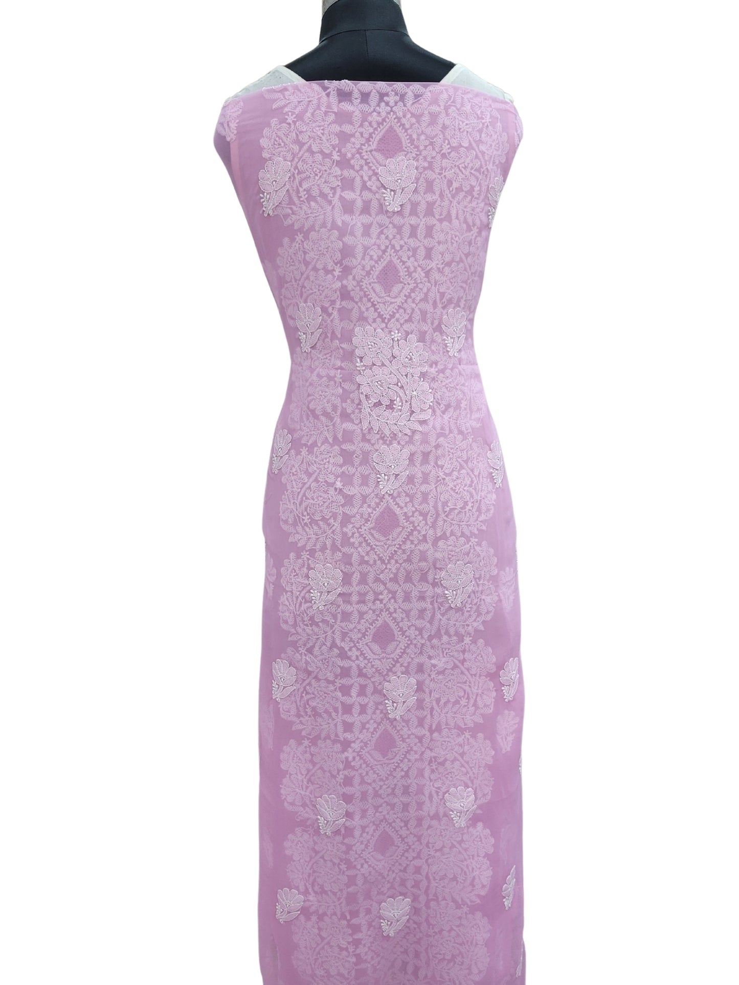 Shyamal Chikan Hand Embroidered Purple Georgette Lucknowi Chikankari Unstitched Suit Piece - S24360