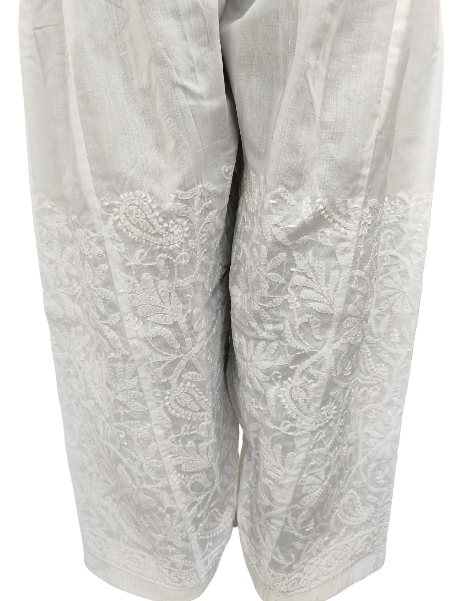 Shyamal Chikan Hand Embroidered White Cotton Lucknowi Chikankari Women's  Salwar – S23089