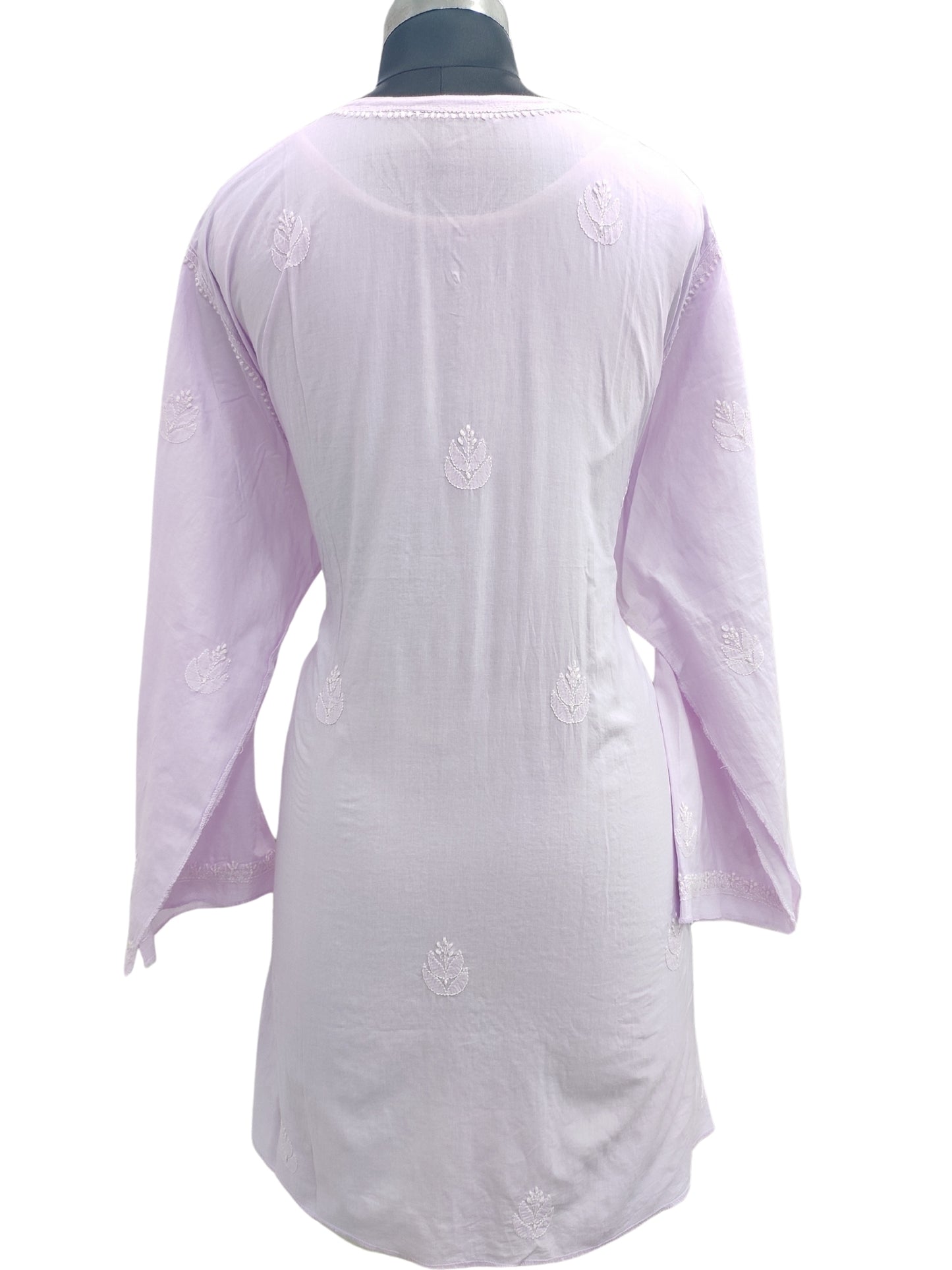 Shyamal Chikan Hand Embroidered Lavender Pure Cotton Lucknowi Chikankari semi stitched Short Top- S23177