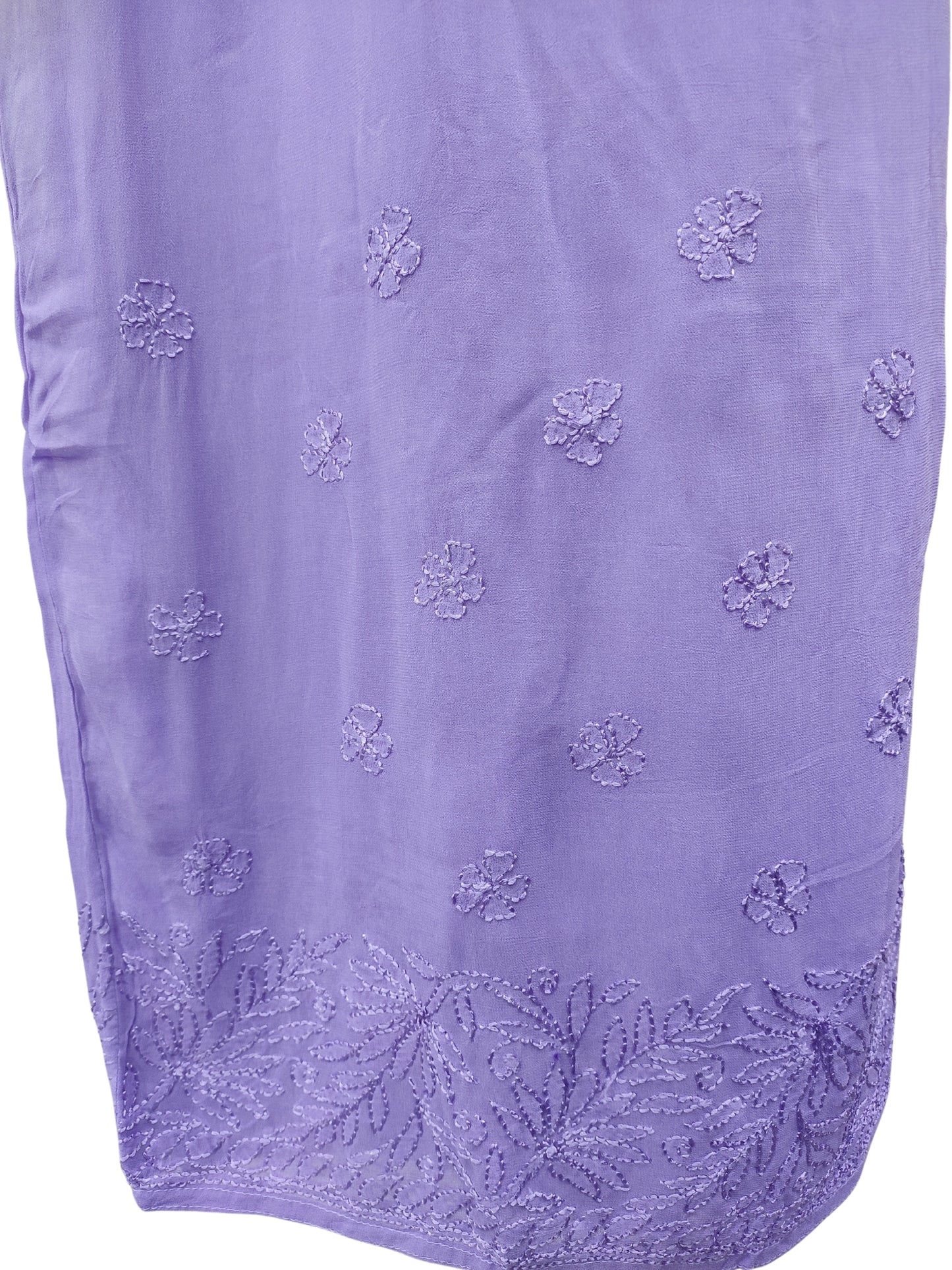 Shyamal Chikan Hand Embroidered Purple Viscose Georgette Lucknowi Chikankari Kurta and Bottom Set - 23669