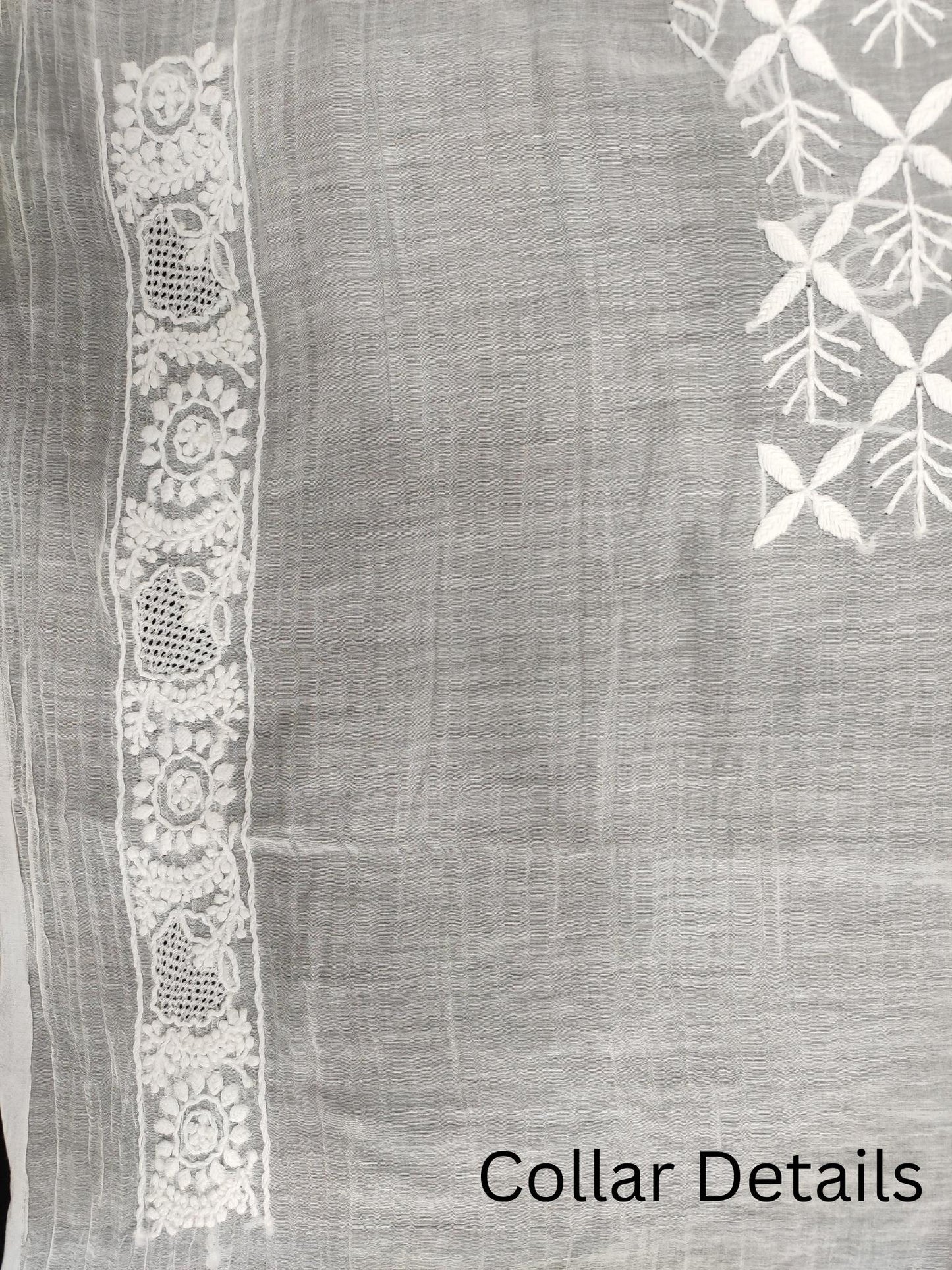 Shyamal Chikan Hand Embroidered White Mul Chanderi Lucknowi Chikankari Unstitched Men's Kurta Piece – S21312